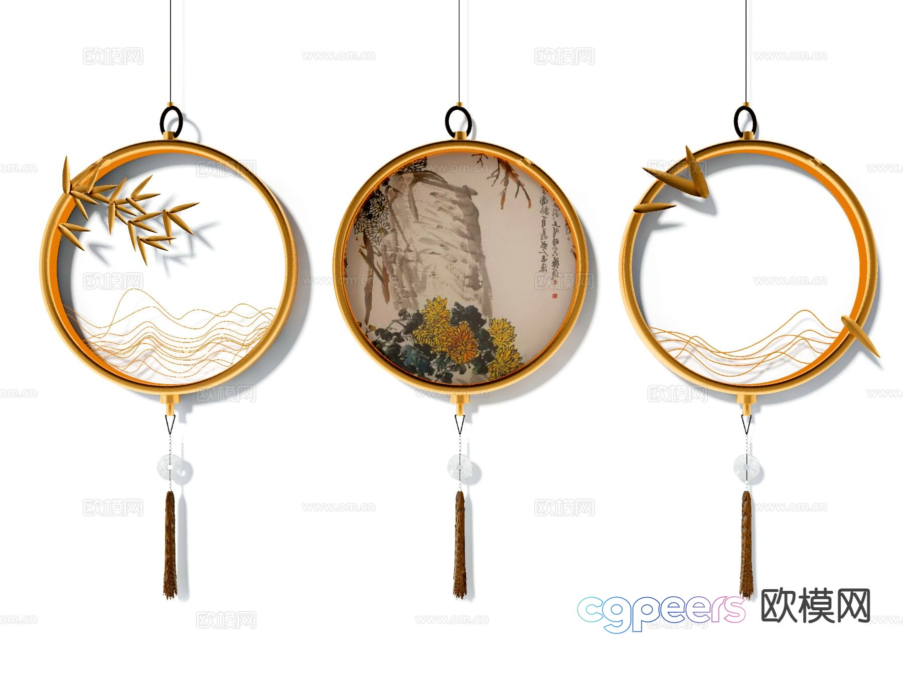 Chinese round hangings wall decorations Zen pendants 3D model Chinese round hangings wall decorations Zen pendants 3D model