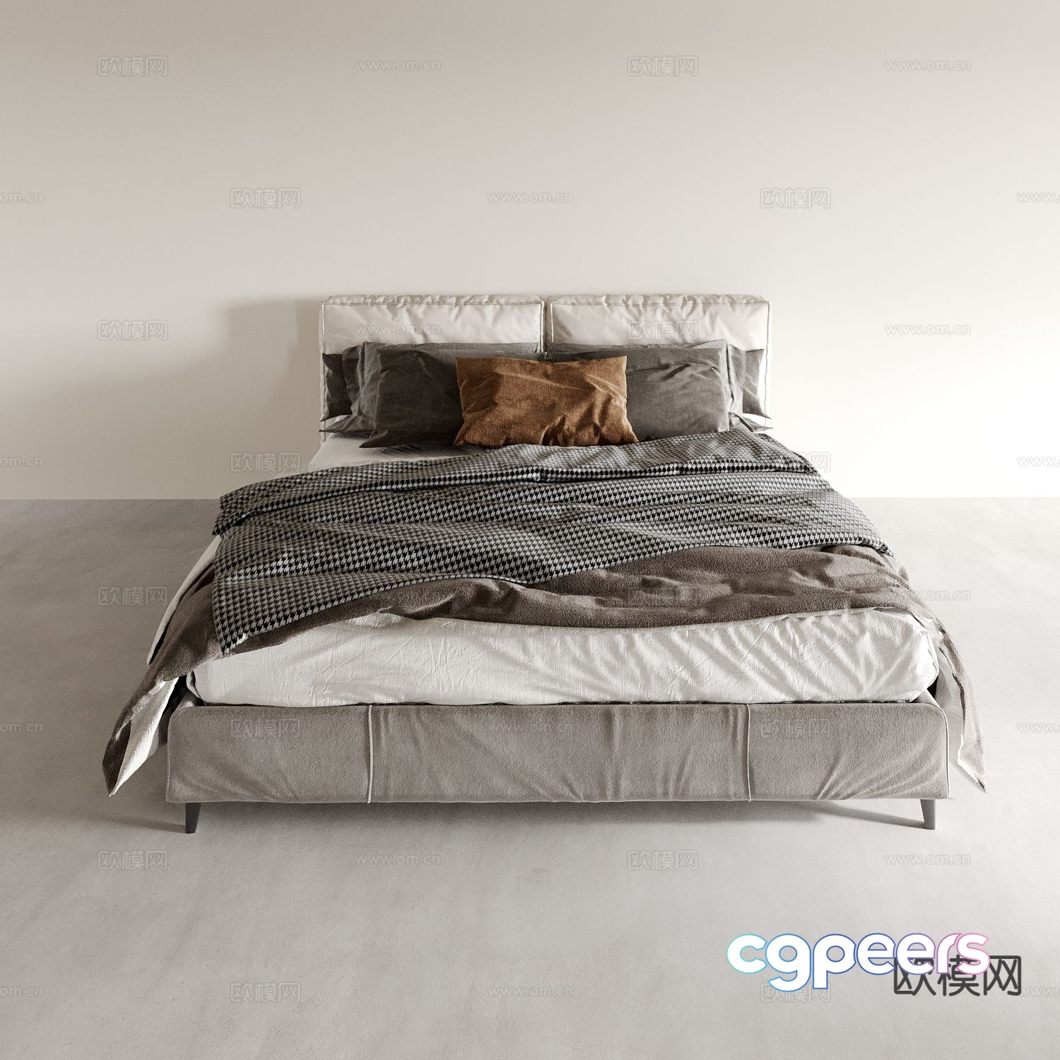 Modern double bed 3d model Modern double bed 3d model