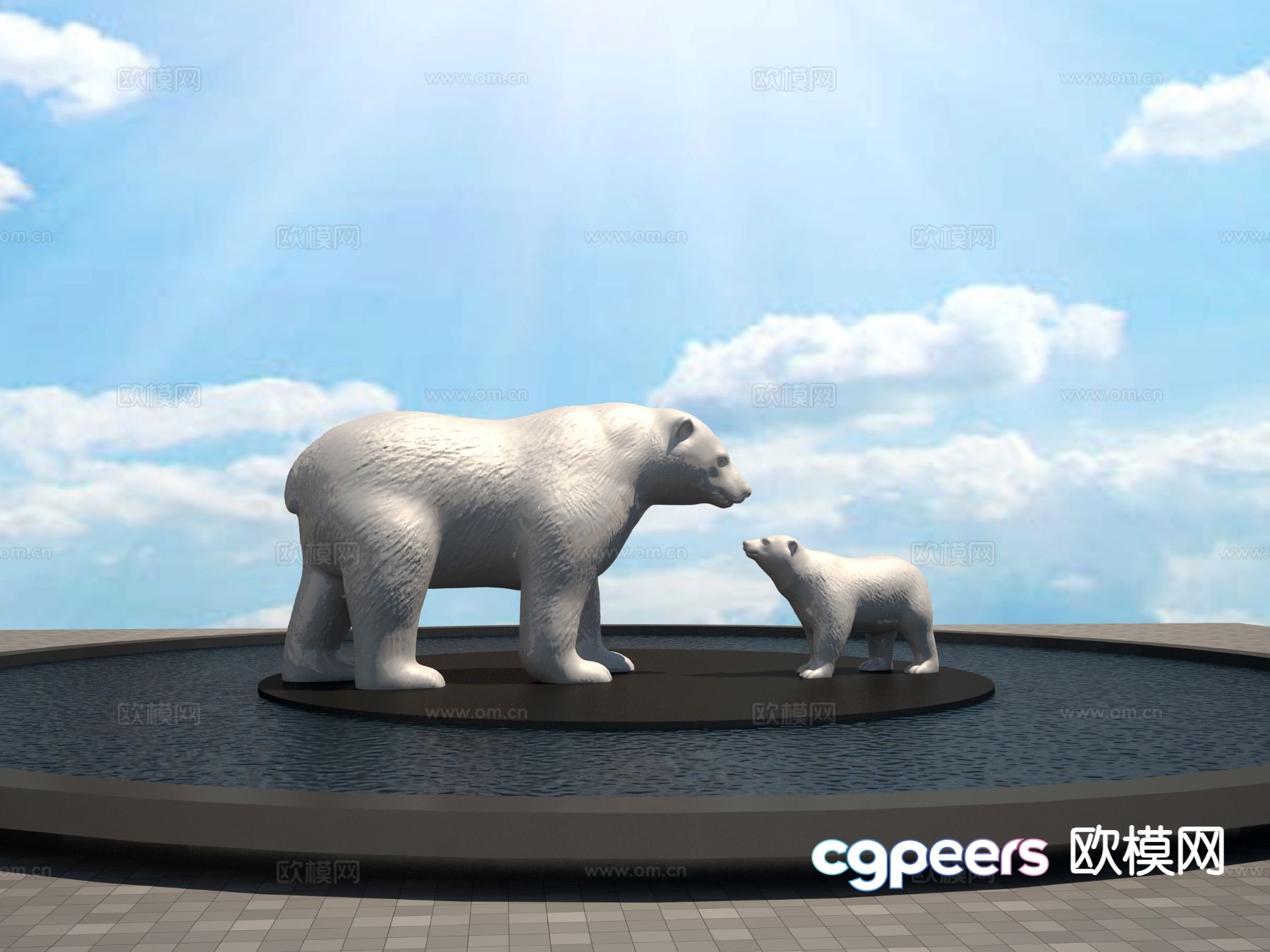 polar bear sculpture landscape sculpture 3d model polar bear sculpture landscape sculpture 3d model