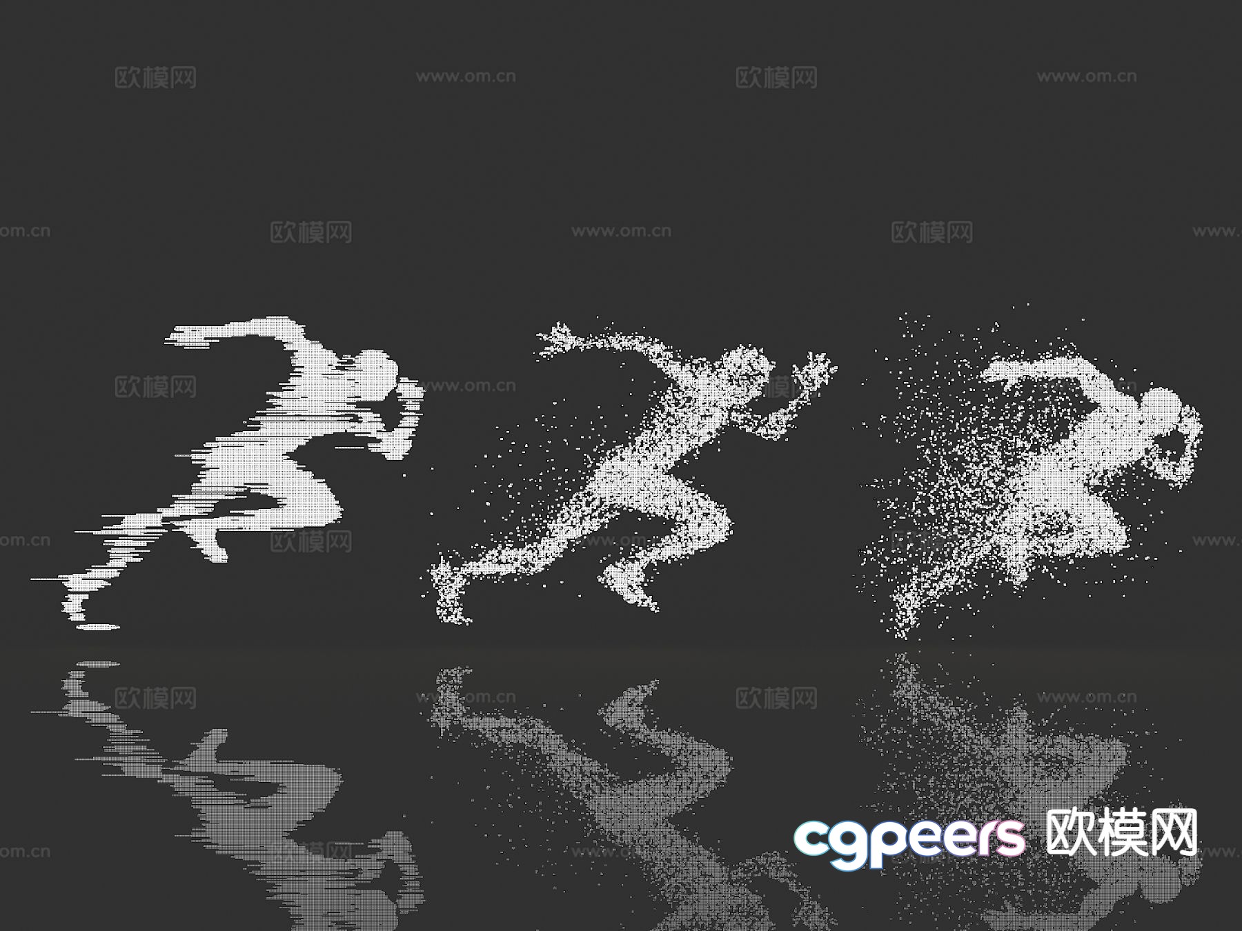 Particle character character silhouette moving character silhouette 3d model Particle character character silhouette moving character silhouette 3d model