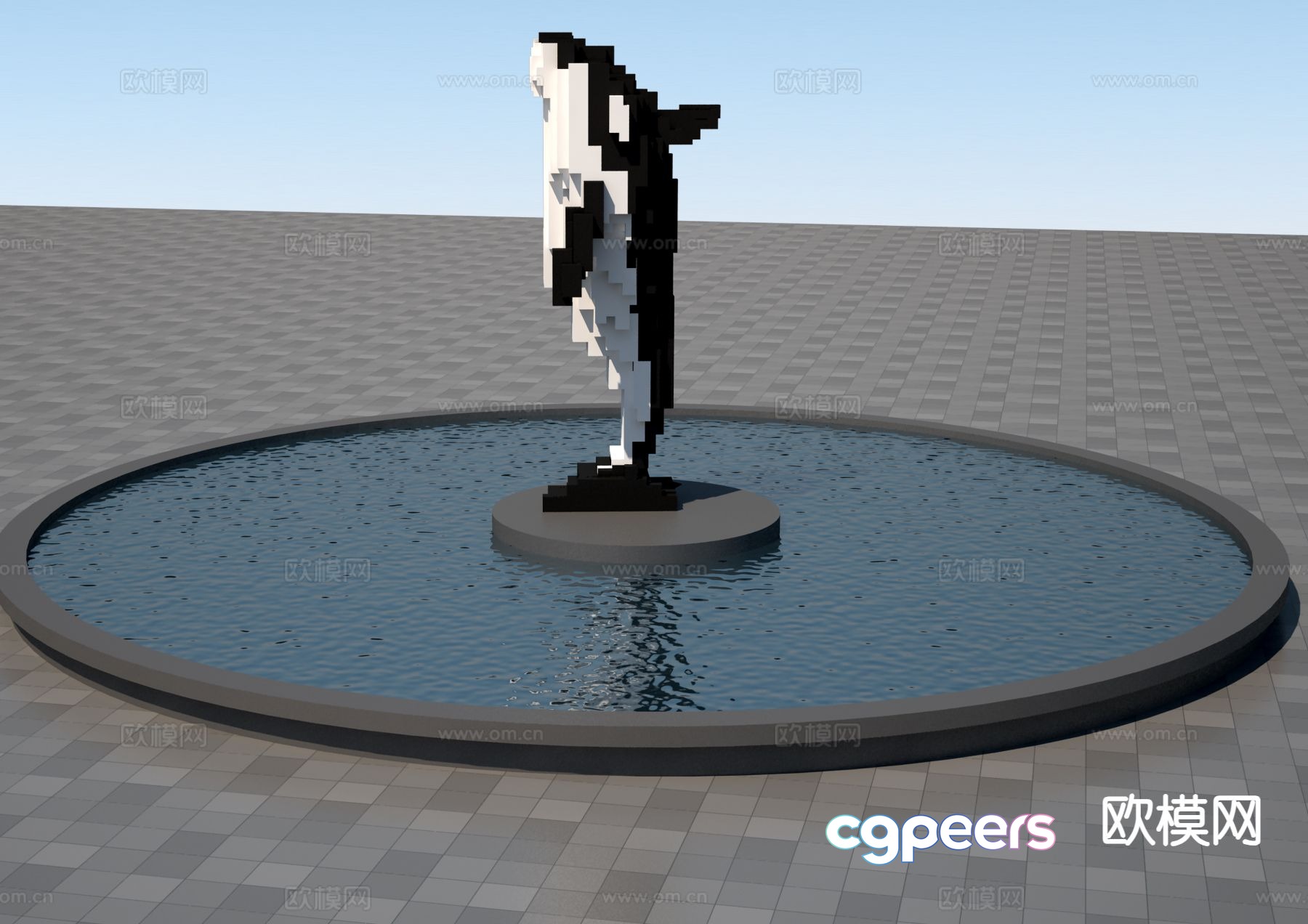 Cetacean pixel sculpture 3d model Cetacean pixel sculpture 3d model