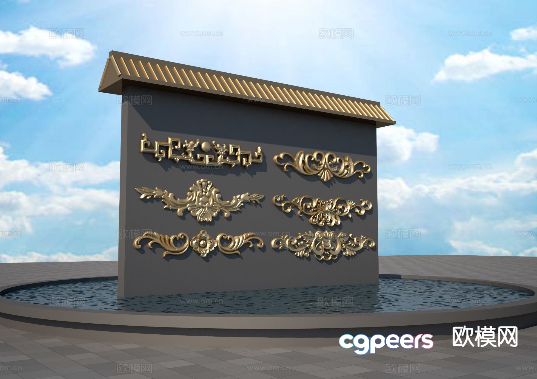 European pattern relief carving 3d model European pattern relief carving 3d model