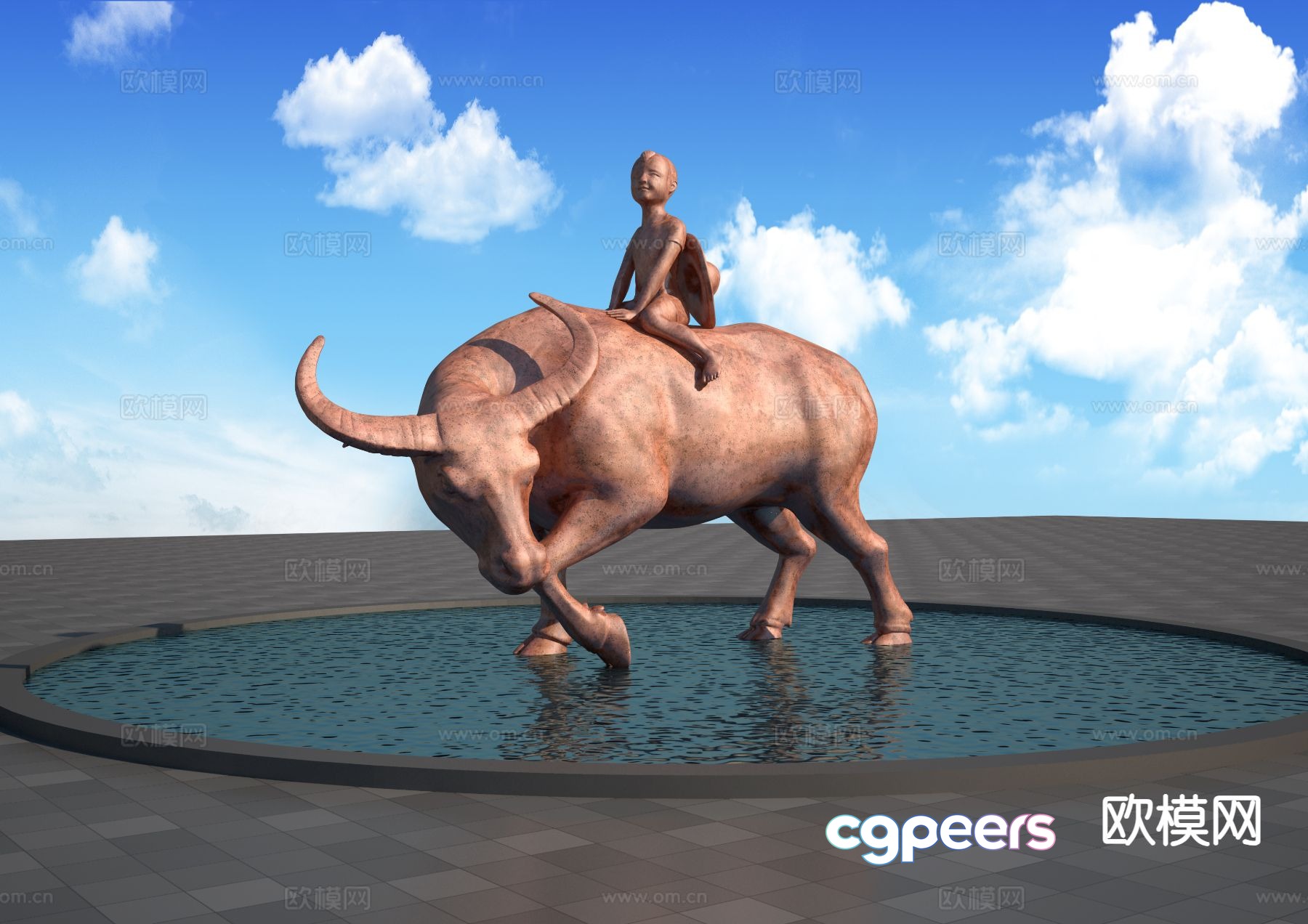 Cowboy Sculpture Landscape Sculpture 3D Model Cowboy Sculpture Landscape Sculpture 3D Model