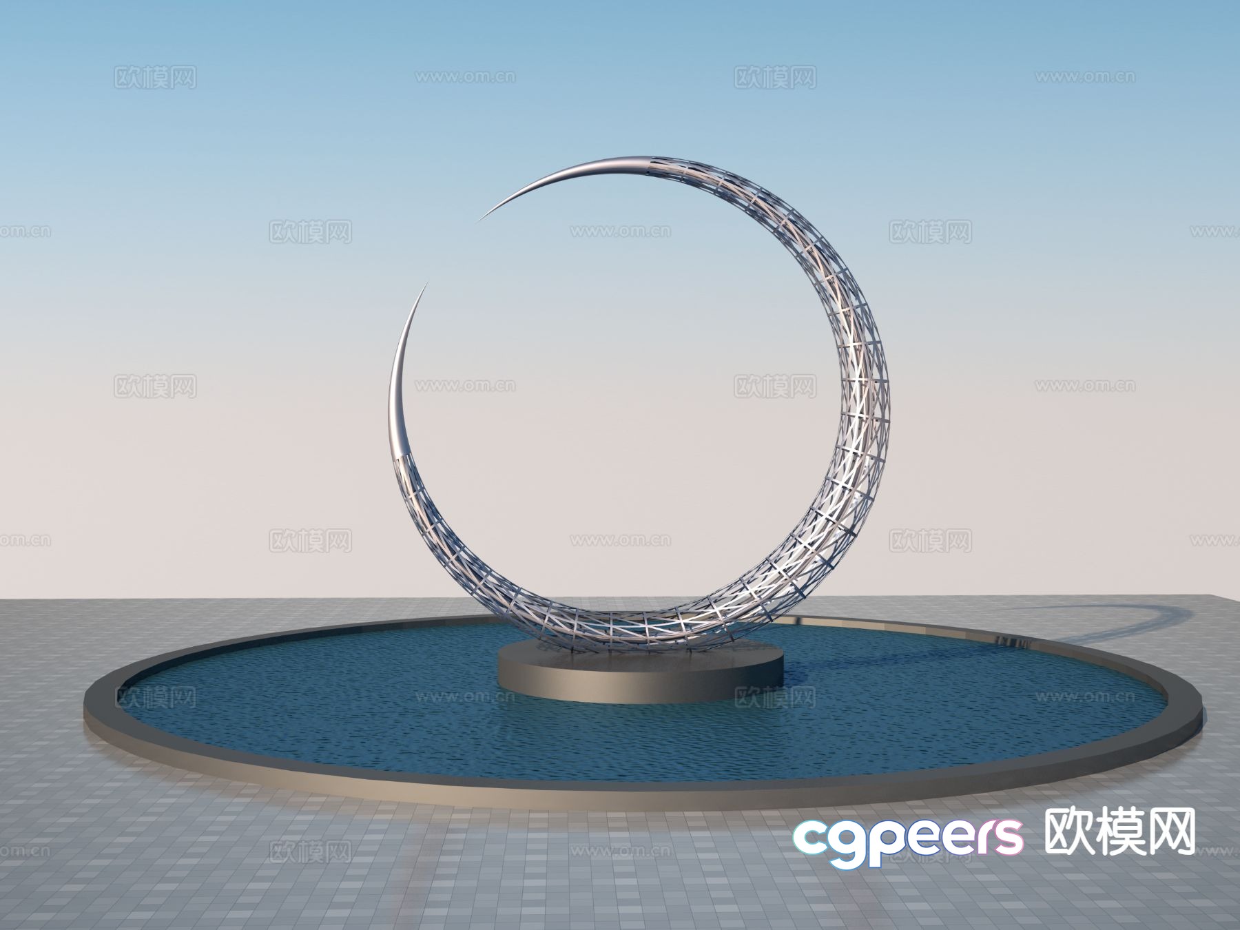 Hollow Moon Sculpture Landscape Sculpture 3D Model Hollow Moon Sculpture Landscape Sculpture 3D Model