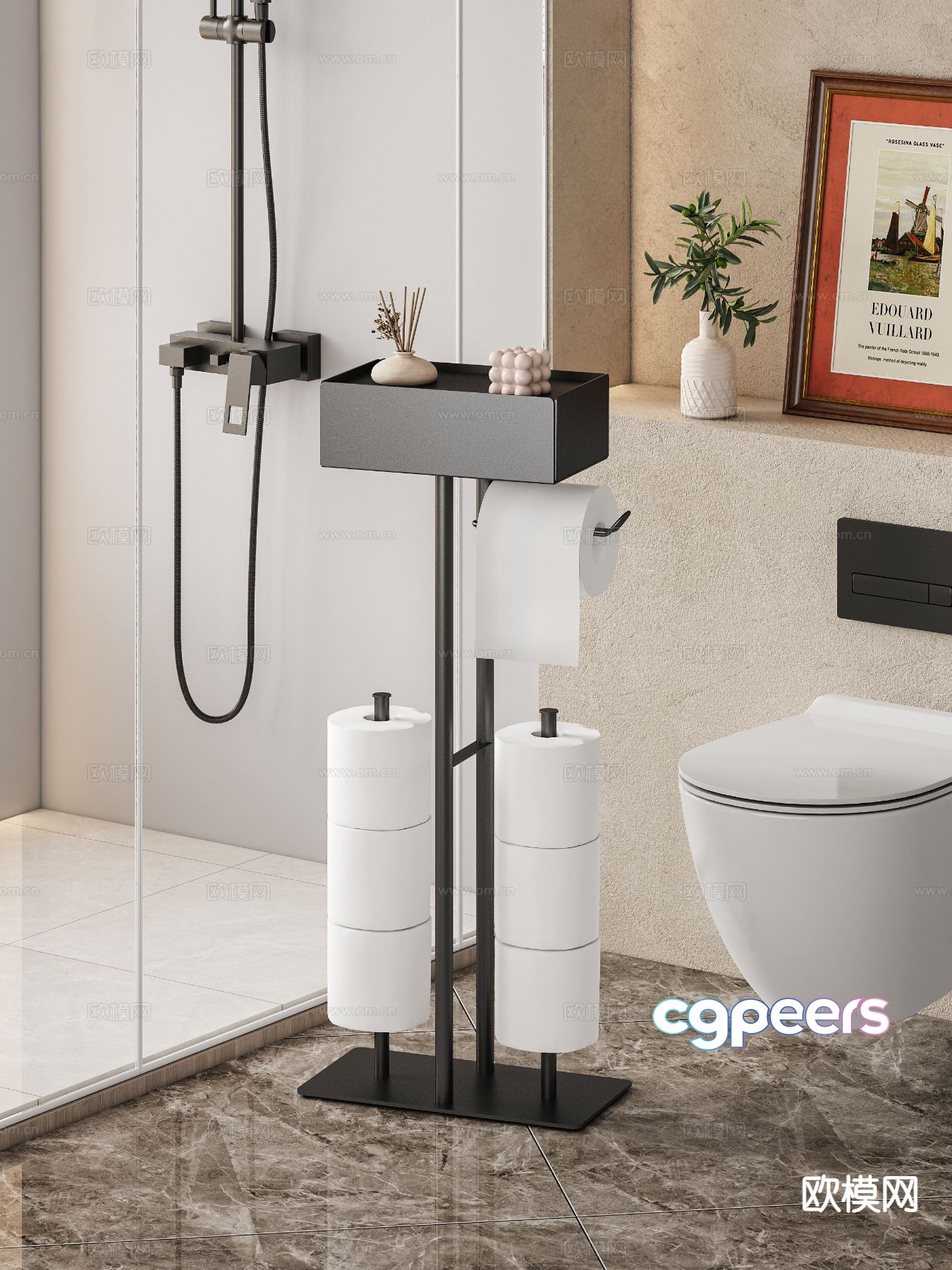 Simple paper towel holder 3d model Simple paper towel holder 3d model