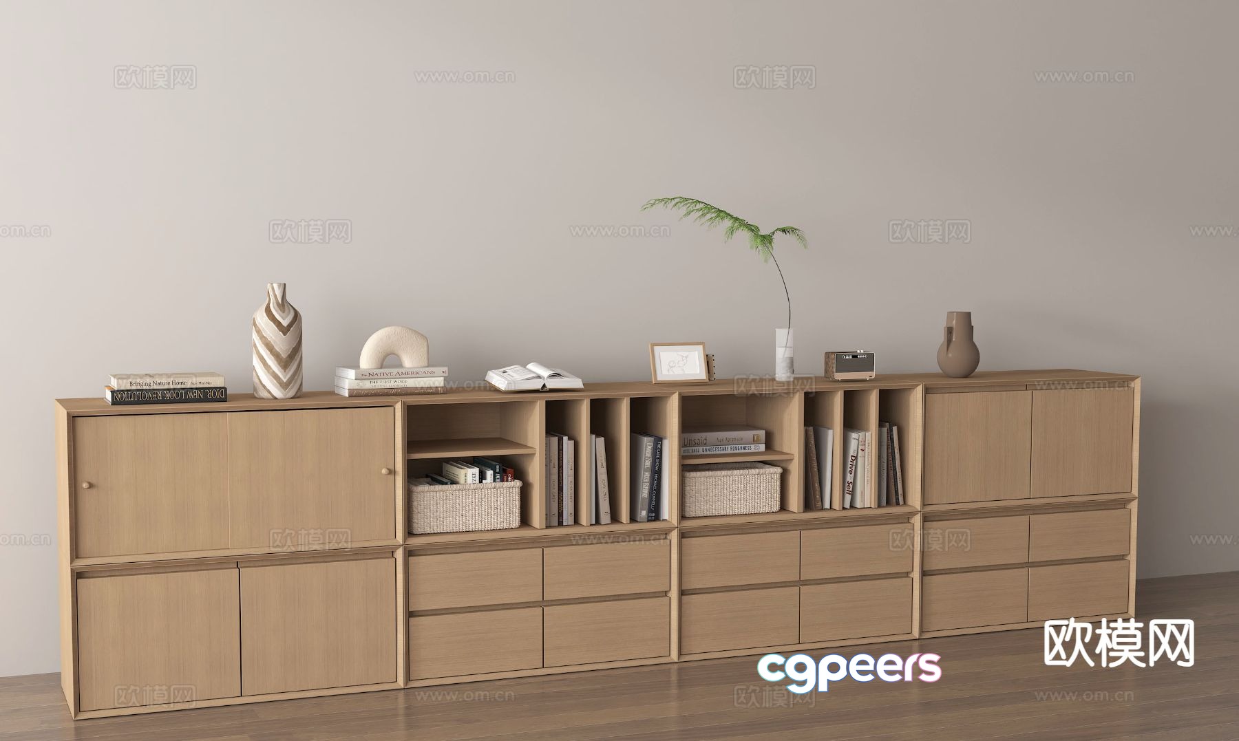 Modern low bookcase floor cabinet 3d model Modern low bookcase floor cabinet 3d model