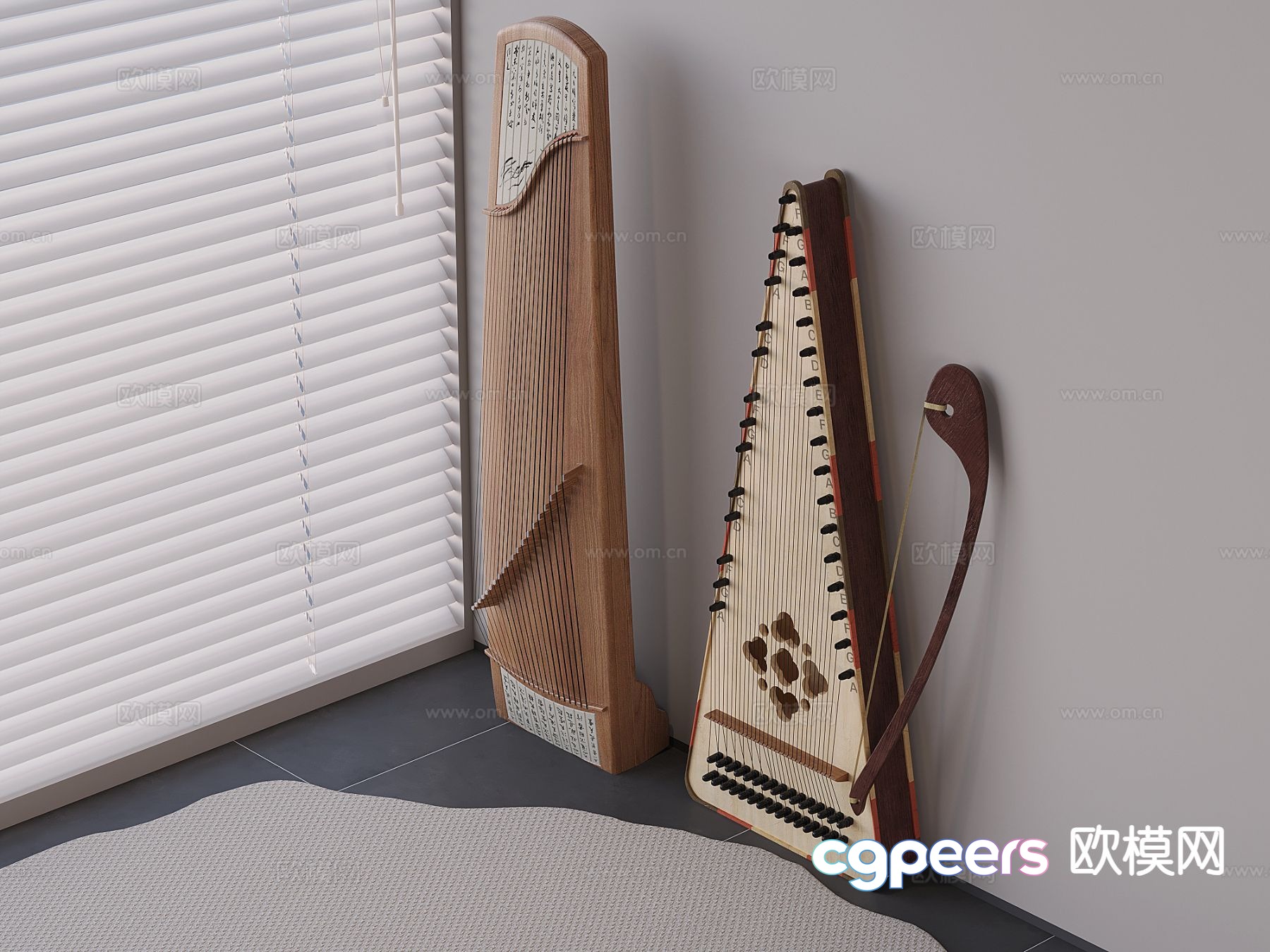 Guzheng Bowed String Instrument Saltery 3d model Guzheng Bowed String Instrument Saltery 3d model