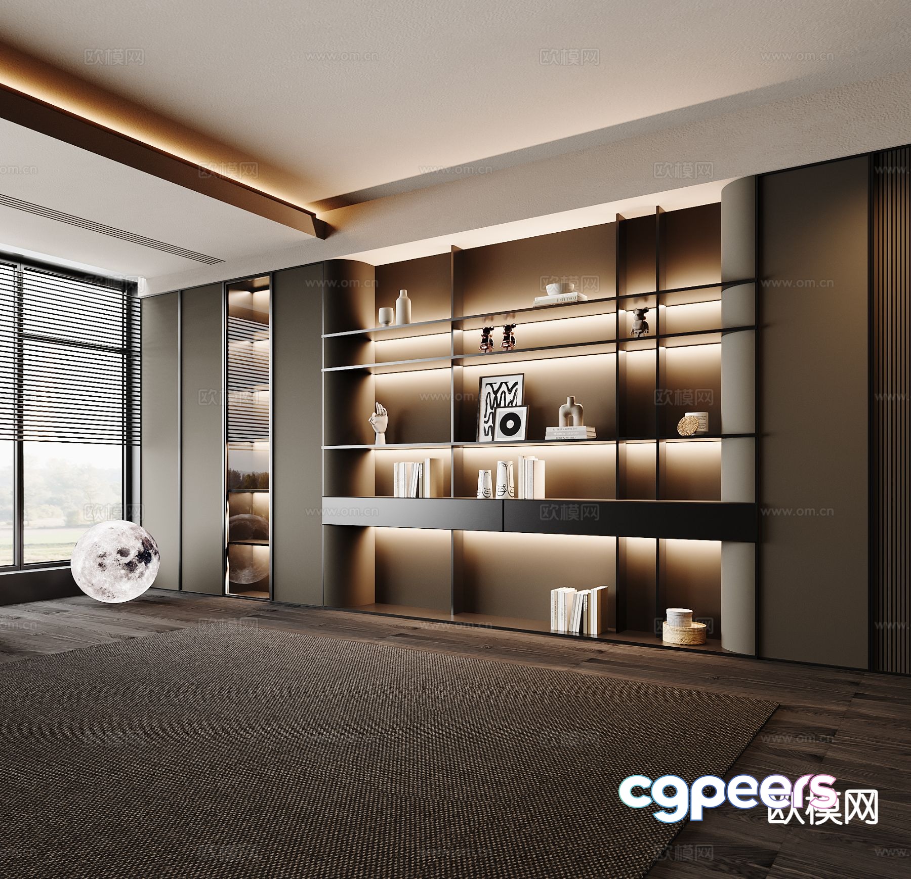 Italian bookcase display cabinet 3d model Italian bookcase display cabinet 3d model