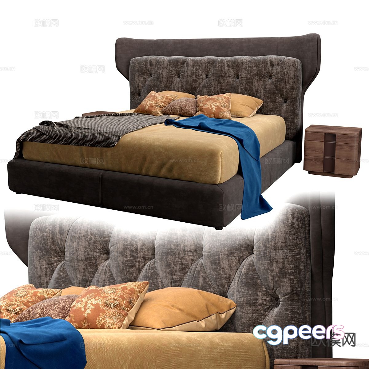 Modern double bed 3d model Modern double bed 3d model