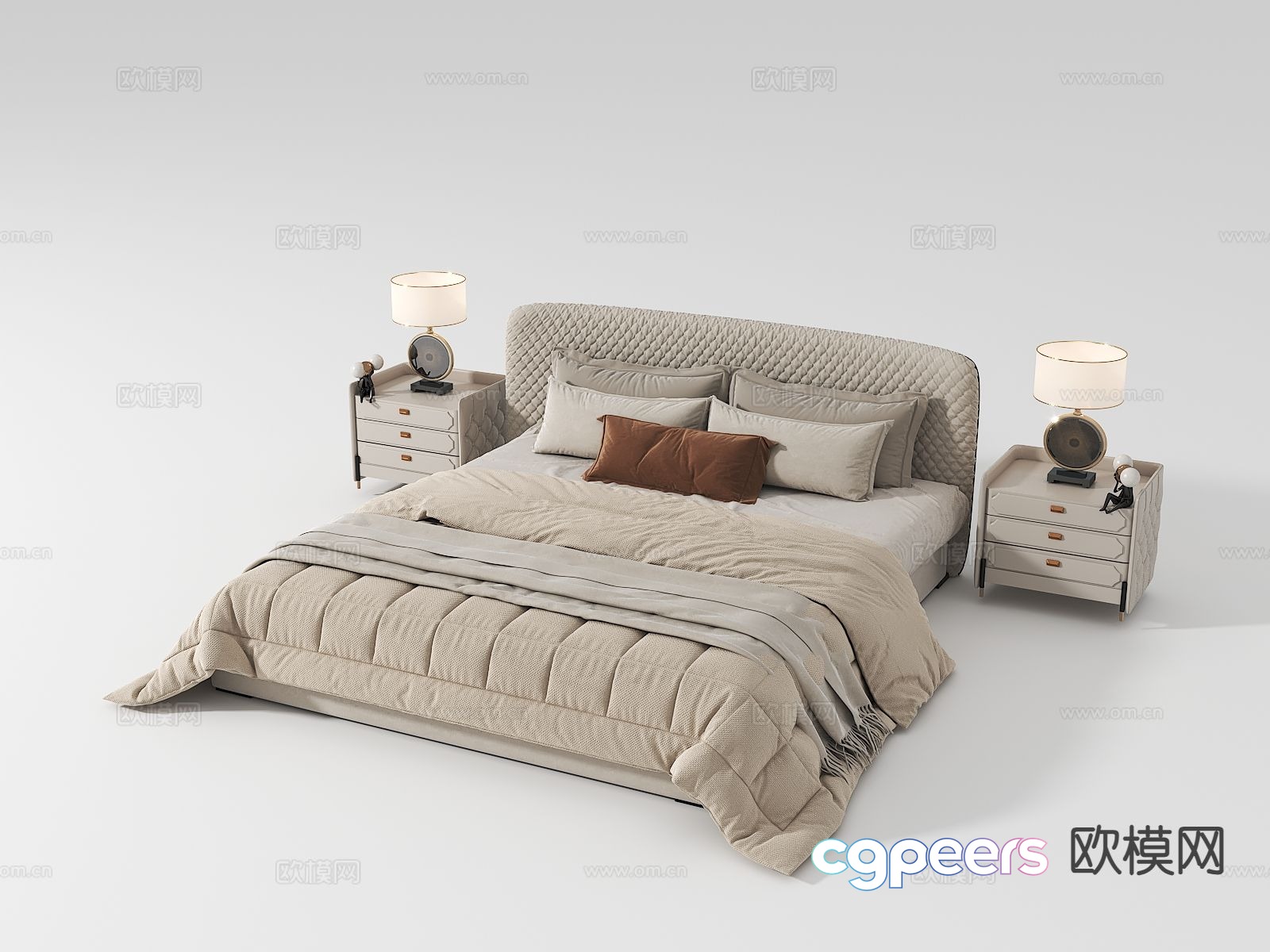French double bed 3d model French double bed 3d model
