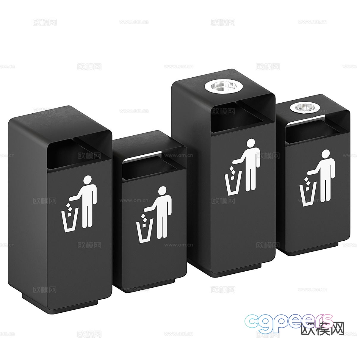 Public trash can trash can 3d model