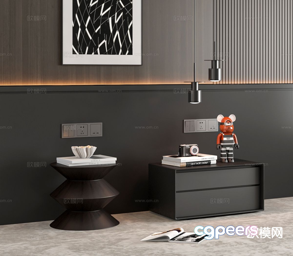 Modern bedside table 3d model Modern bedside table 3d model