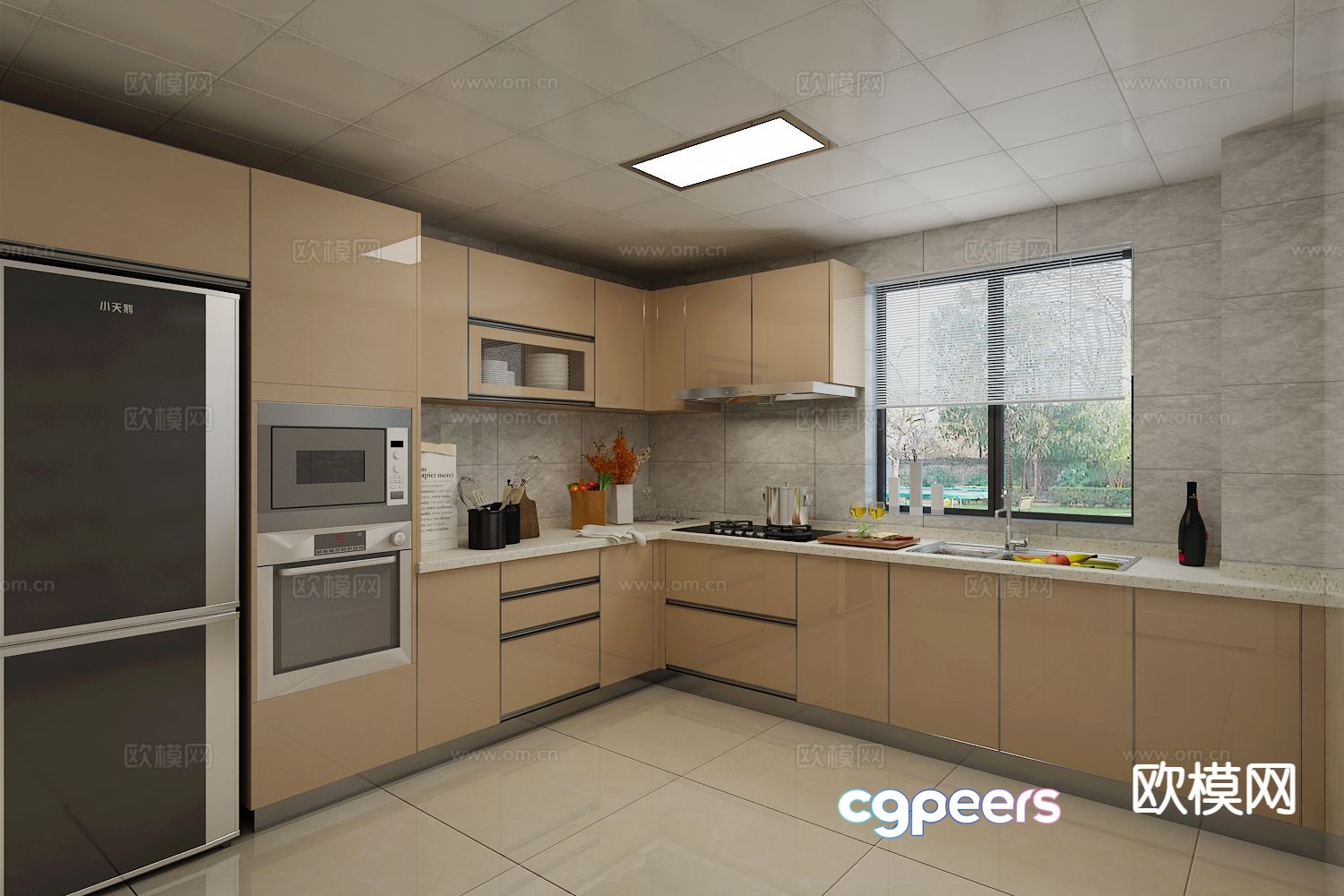 Modern open kitchen 3d model Modern open kitchen 3d model