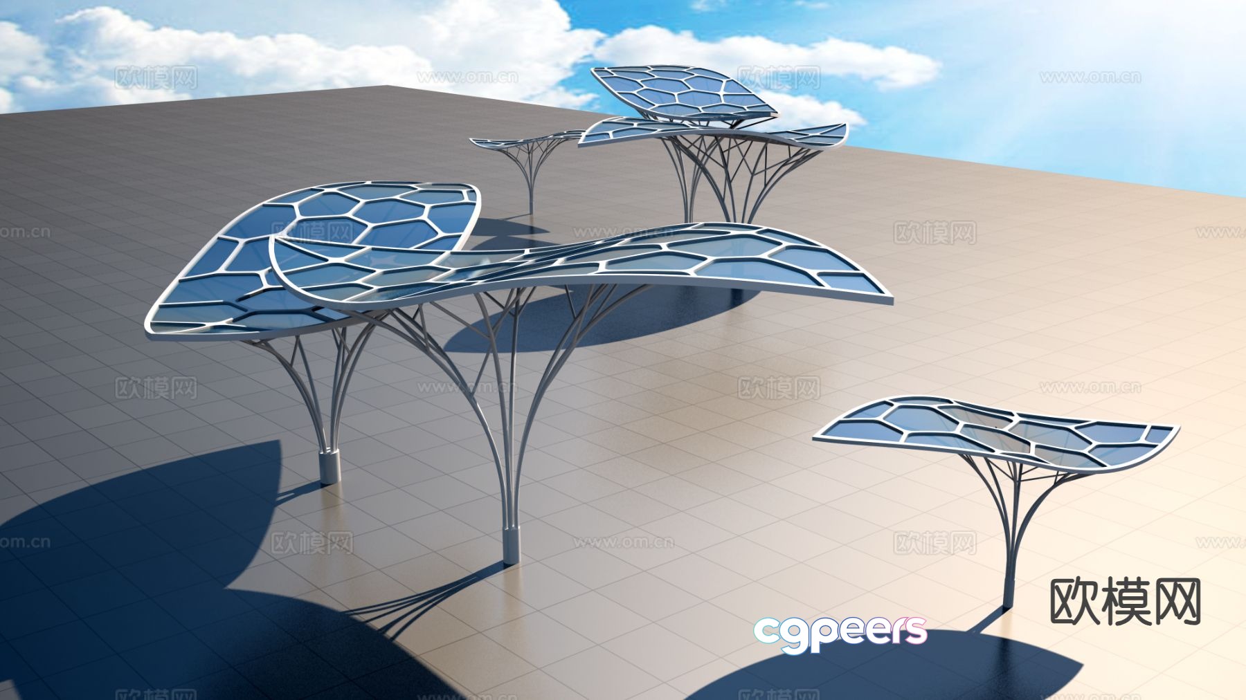 Modern creative leaf gallery 3d model Modern creative leaf gallery 3d model