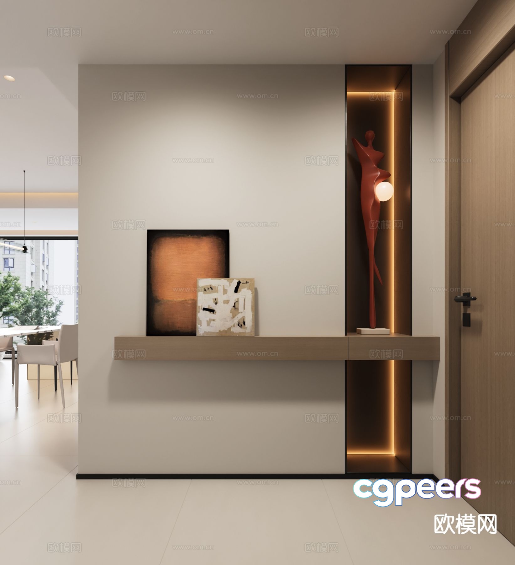 Modern entrance hall hallway facing wall 3d model Modern entrance hall hallway facing wall 3d model