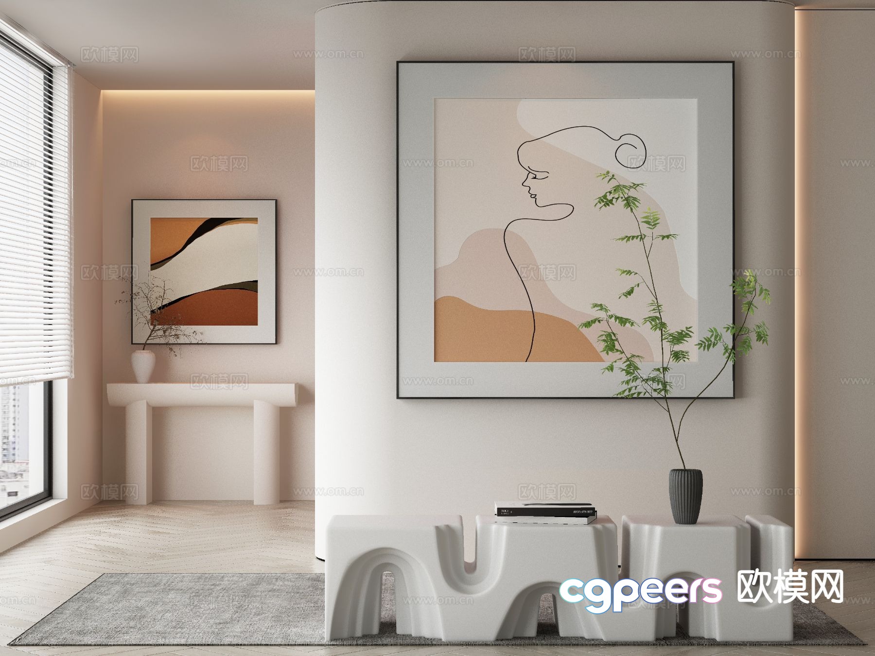 Modern decorative painting simple drawing figure painting 3D model Modern decorative painting simple drawing figure painting 3D model