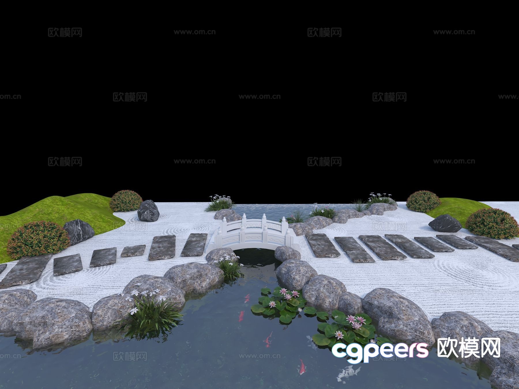 New Chinese dry landscape micro-terrain Zen landscape 3D model New Chinese dry landscape micro-terrain Zen landscape 3D model