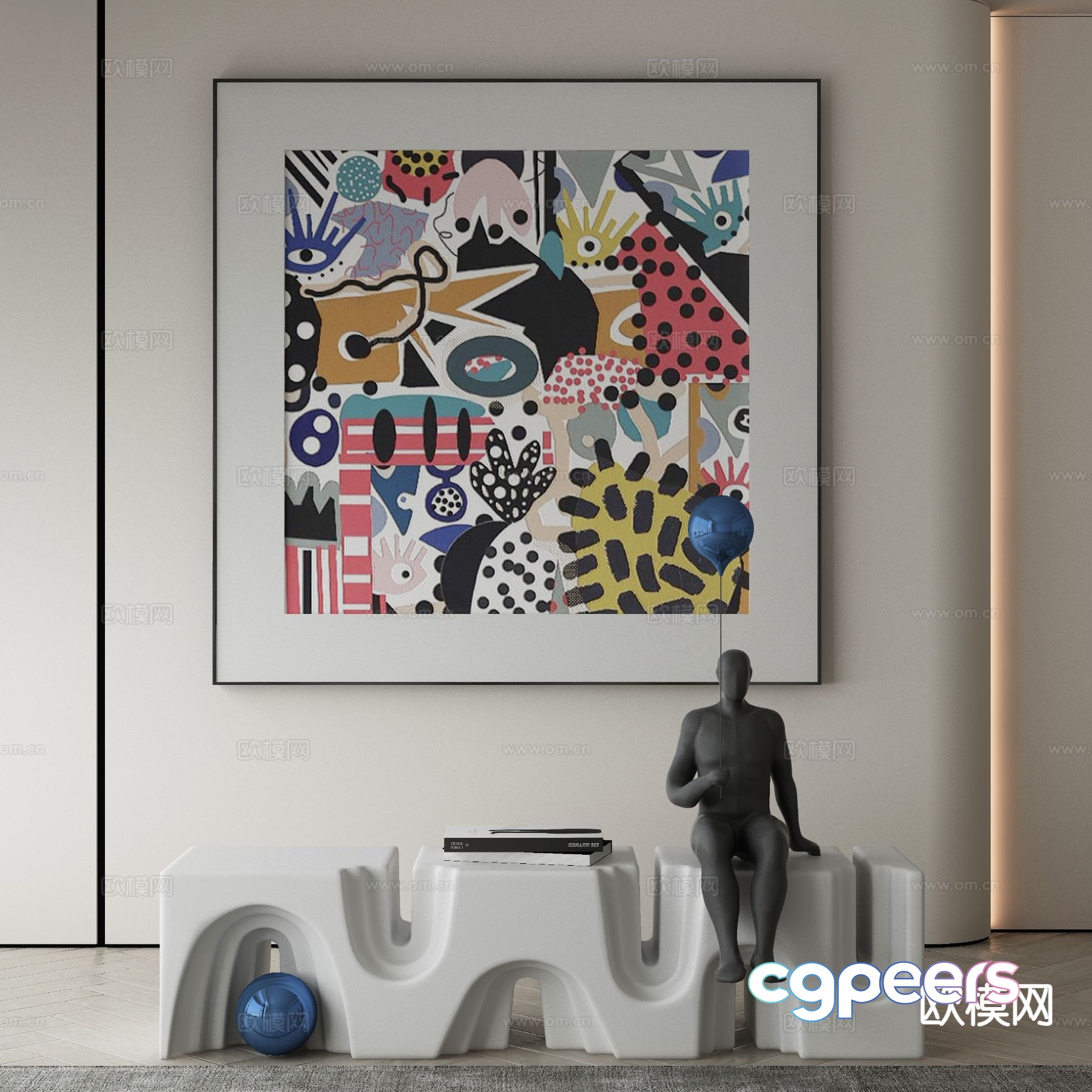 Modern decorative painting geometric hanging painting 3d model Modern decorative painting geometric hanging painting 3d model
