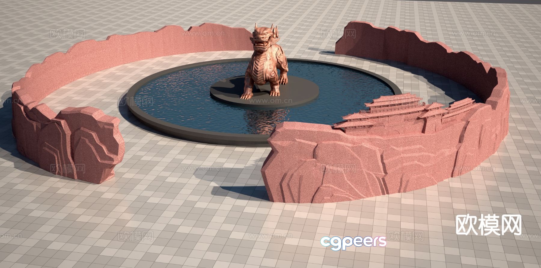 Ring landmark sculpture 3d model Ring landmark sculpture 3d model