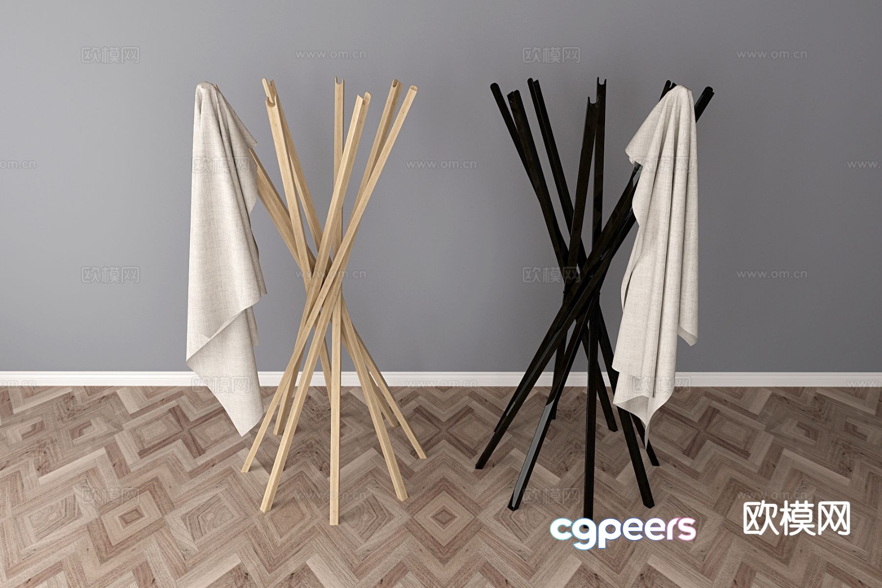 Nordic clothes hanger wooden clothes hanger 3d model Nordic clothes hanger wooden clothes hanger 3d model