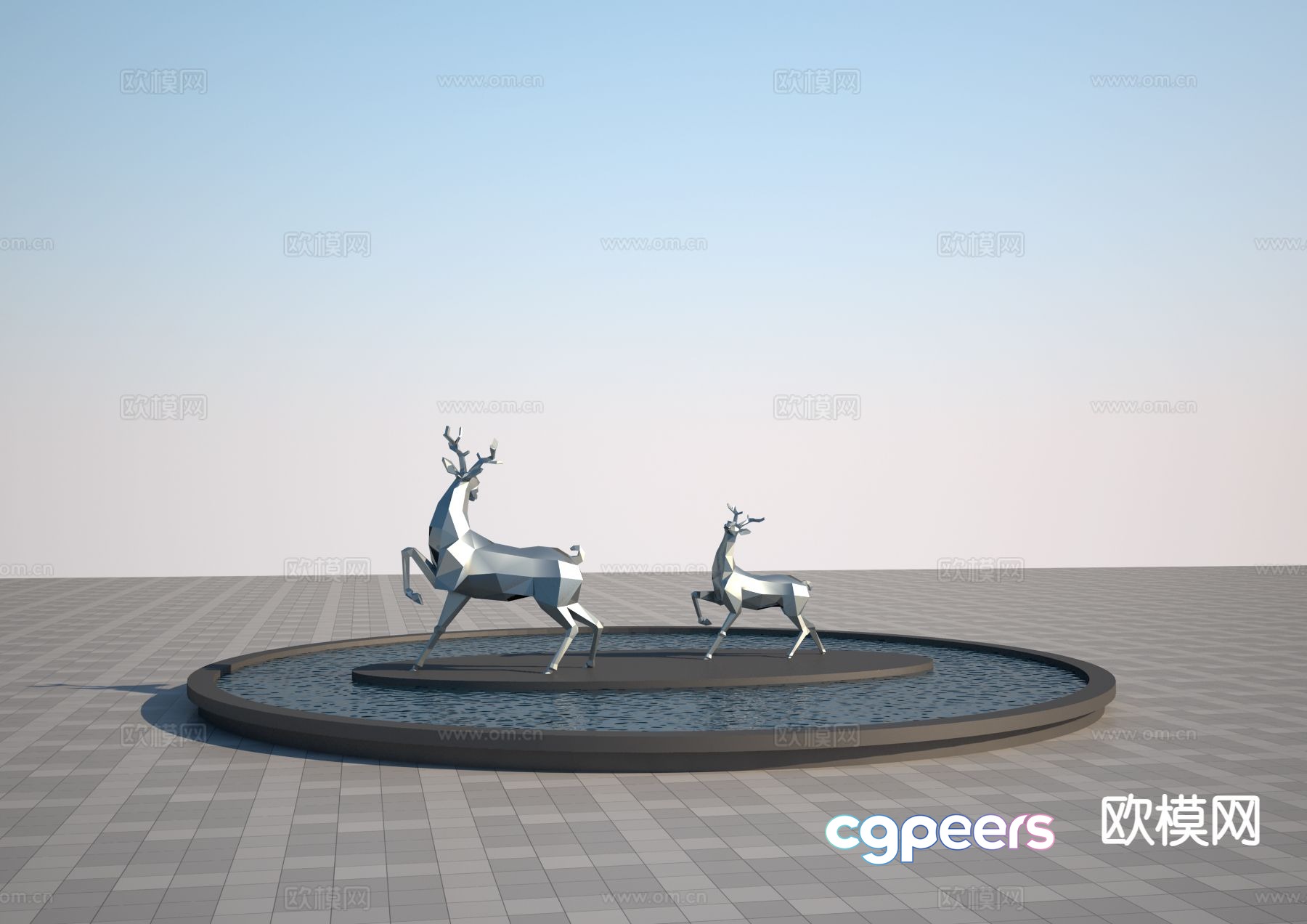 Geometric block face deer sculpture 3d model Geometric block face deer sculpture 3d model