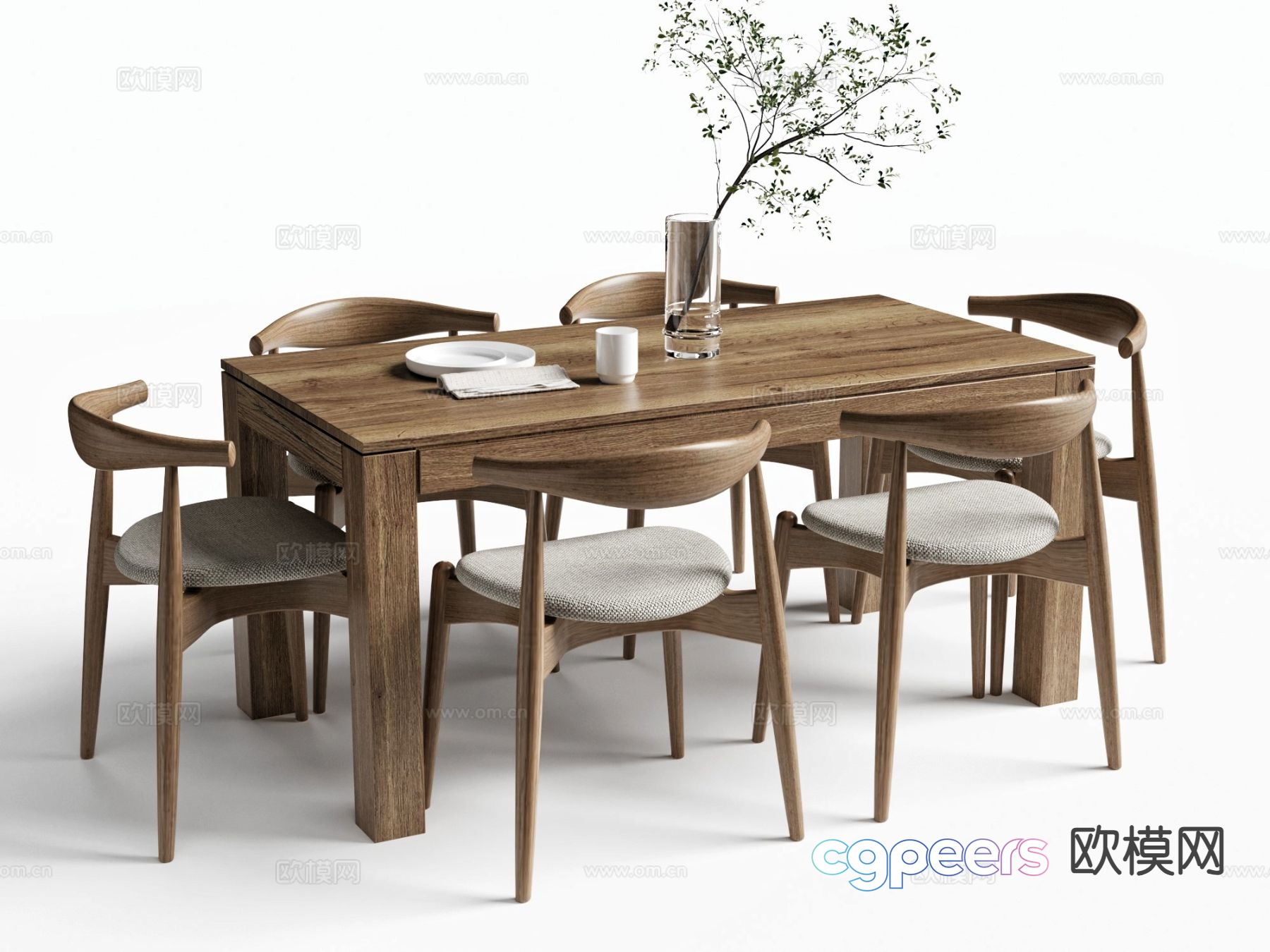 3D model of log style dining table and chairs 3D model of log style dining table and chairs