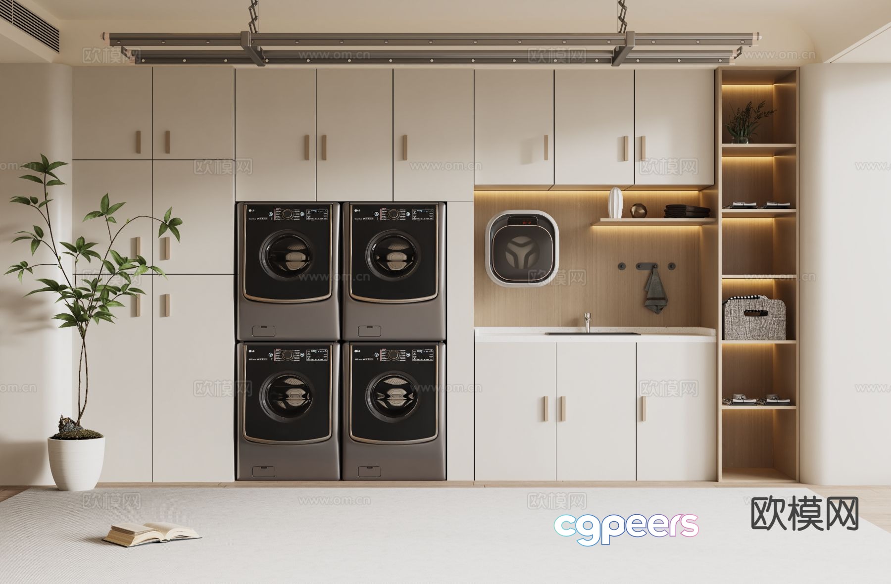 Cream style laundry closet laundry room 3d model Cream style laundry closet laundry room 3d model