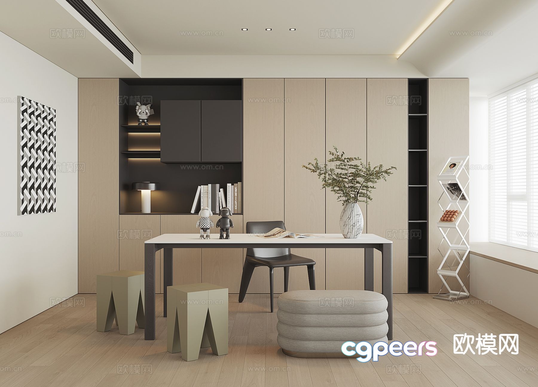 Modern study room 3d model Modern study room 3d model