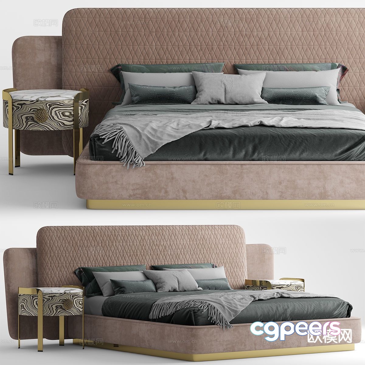 Modern double bed 3d model Modern double bed 3d model