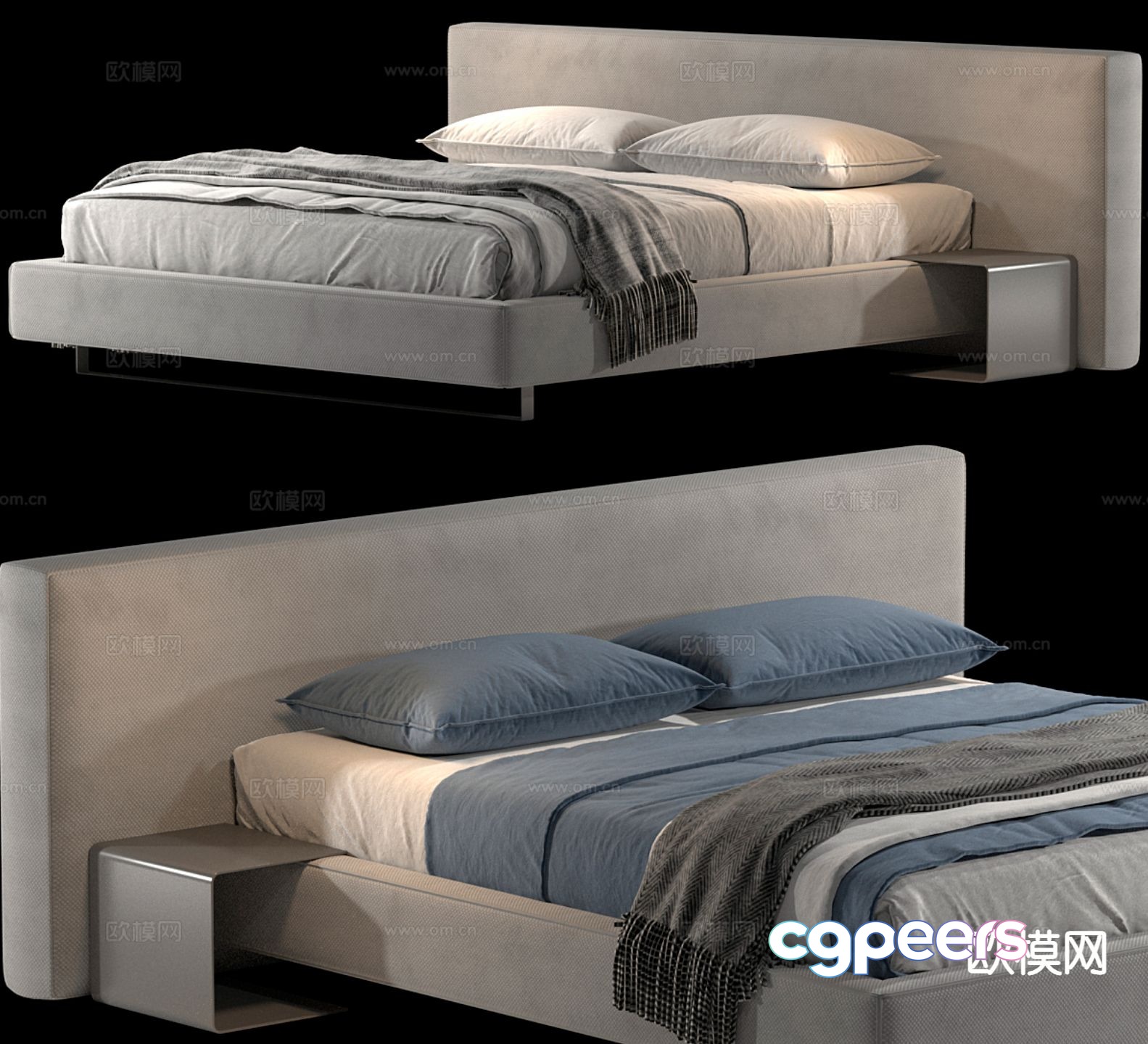 Modern double bed 3d model Modern double bed 3d model