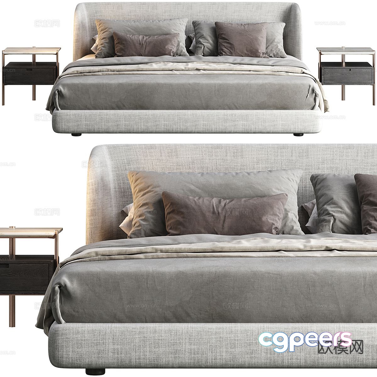 Modern double bed 3d model Modern double bed 3d model