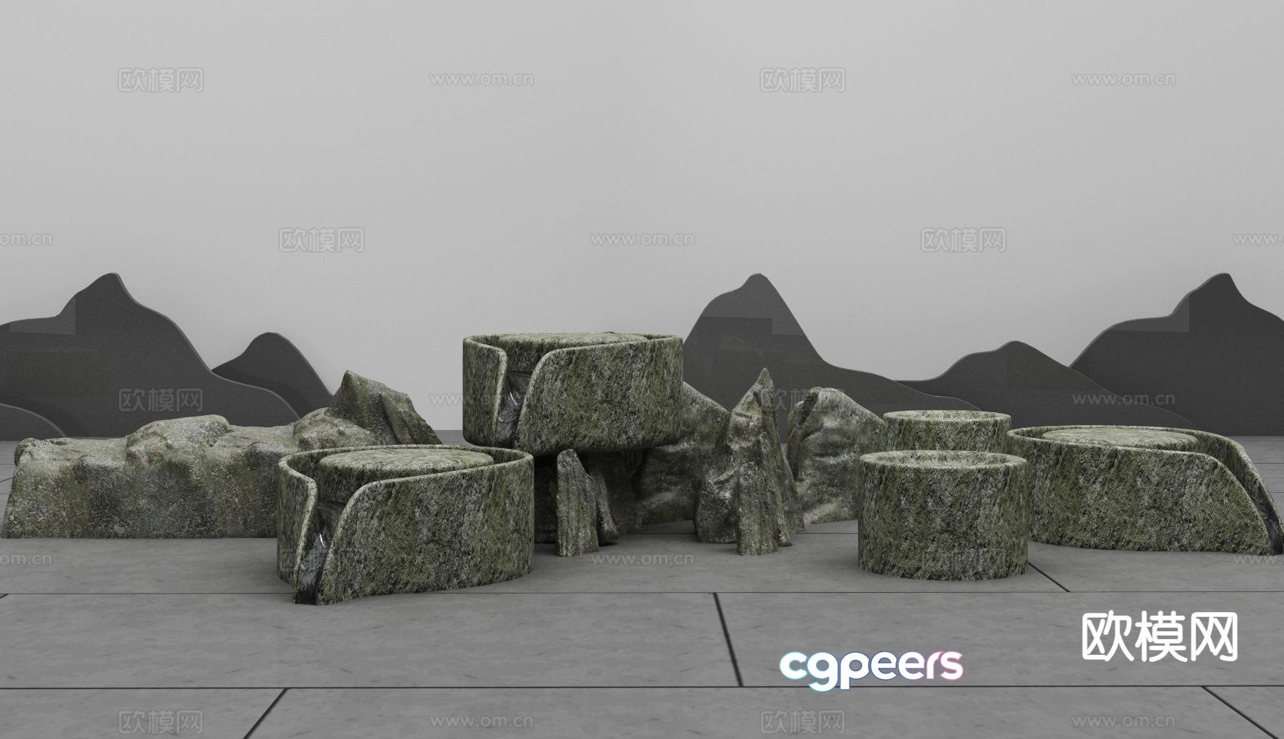 Chinese sketch graphite stone 3d model Chinese sketch graphite stone 3d model