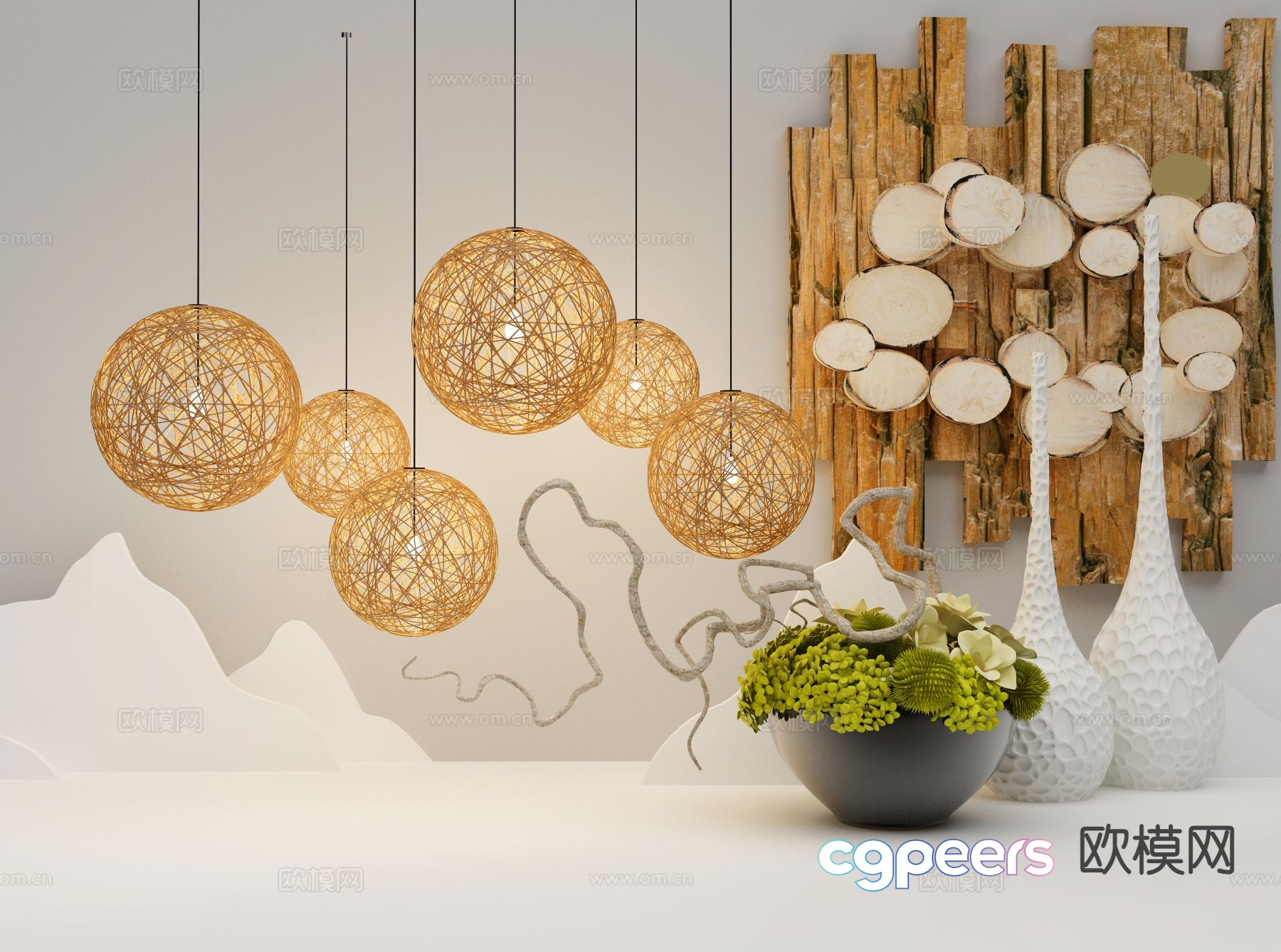 New Chinese style chandelier 3d model New Chinese style chandelier 3d model