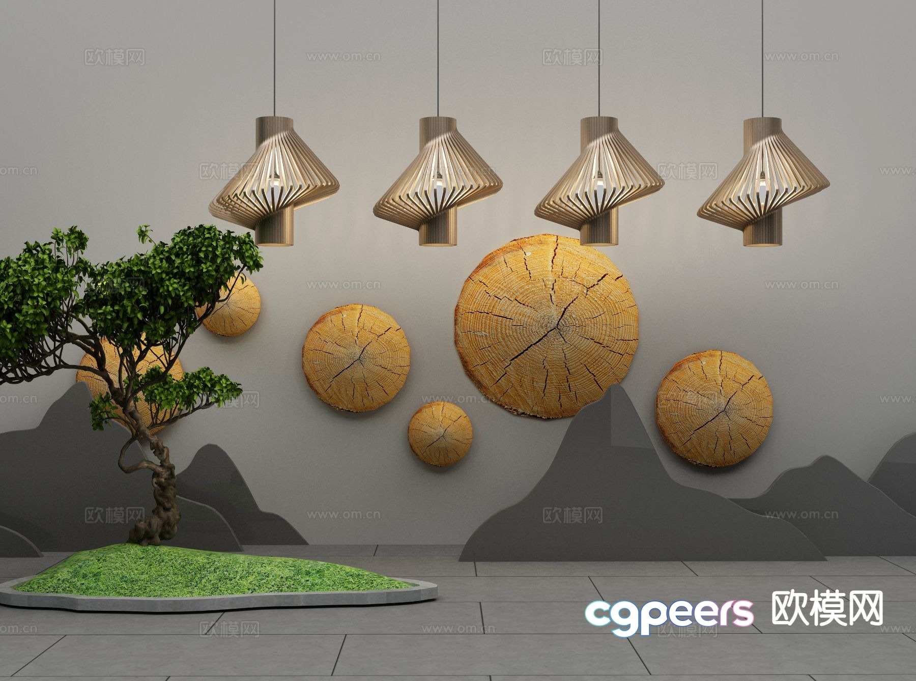 New Chinese style chandelier 3d model New Chinese style chandelier 3d model