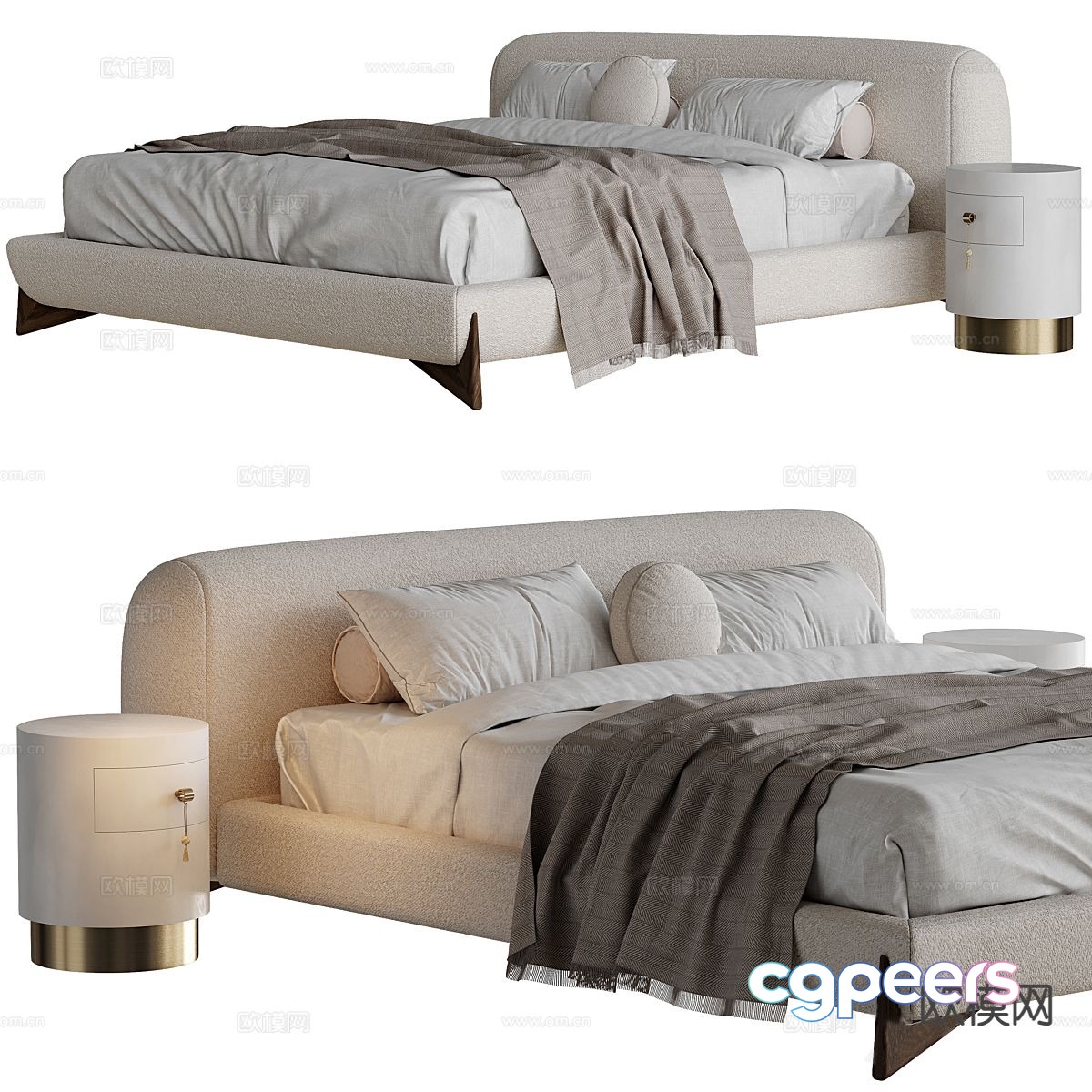 Modern double bed 3d model Modern double bed 3d model