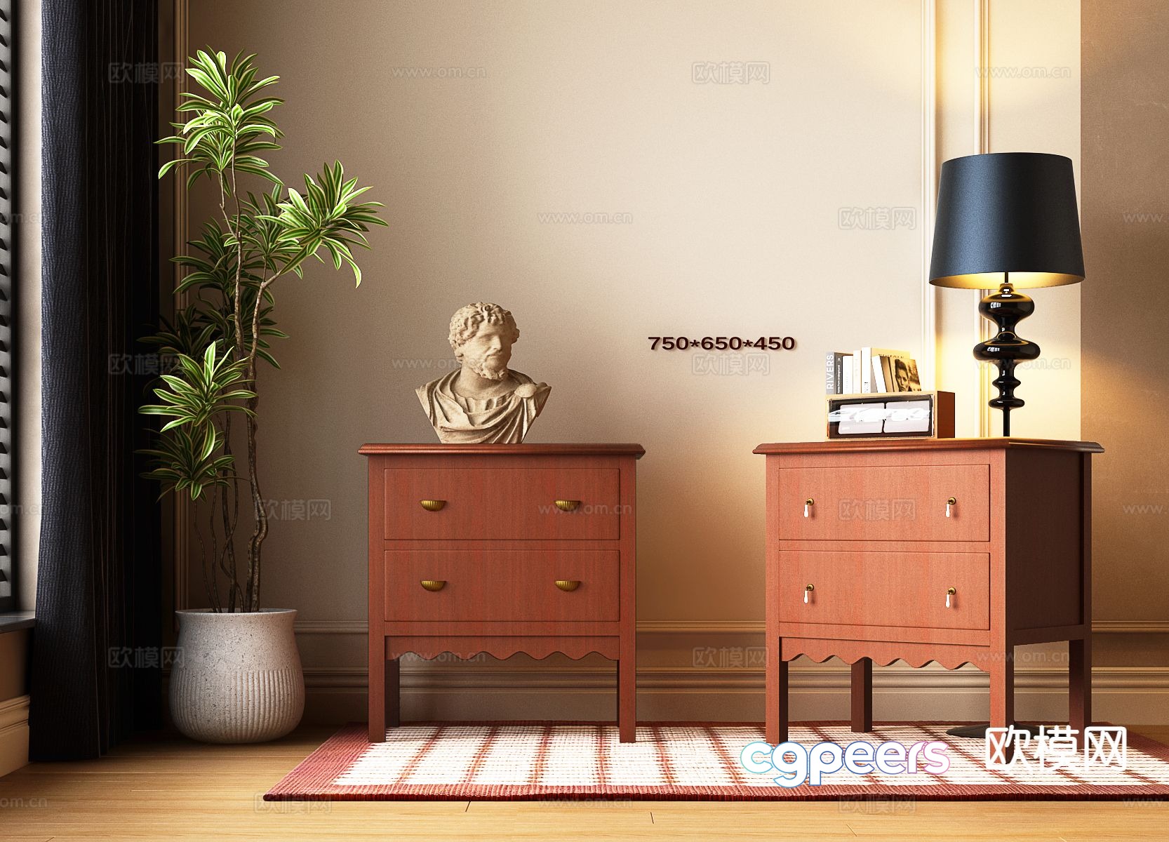French bedside table 3d model French bedside table 3d model
