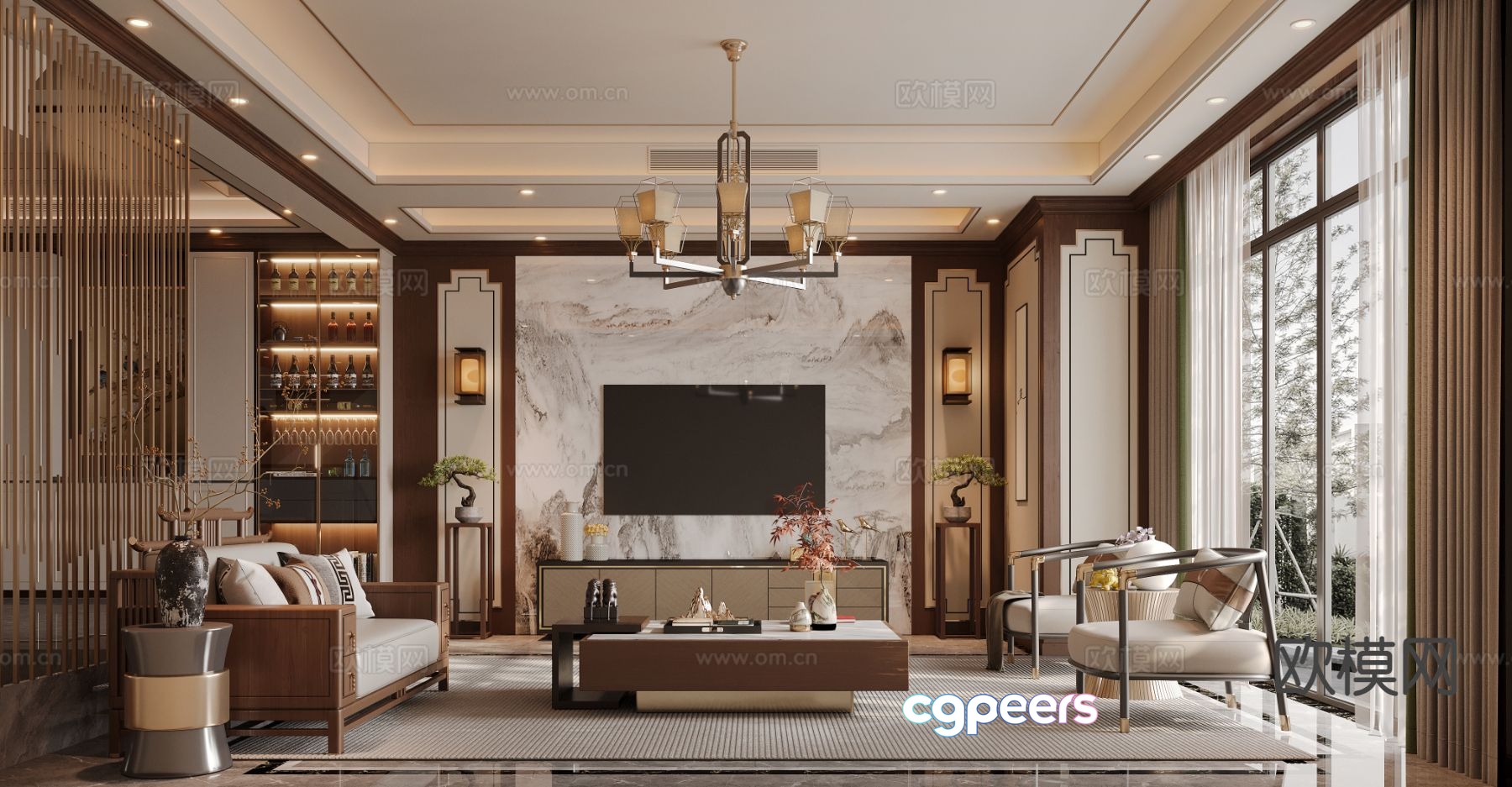 New Chinese style living room 3d model New Chinese style living room 3d model