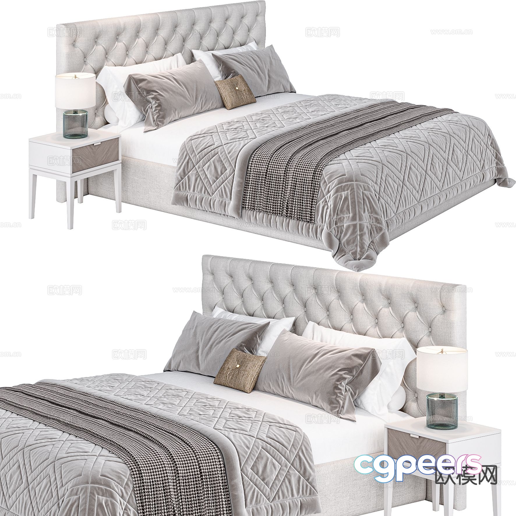 American double bed 3d model American double bed 3d model