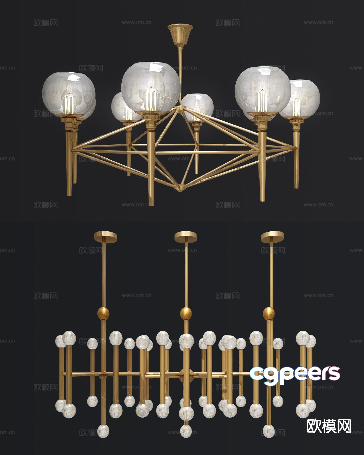Light luxury chandelier multi-head chandelier 3D model Light luxury chandelier multi-head chandelier 3D model
