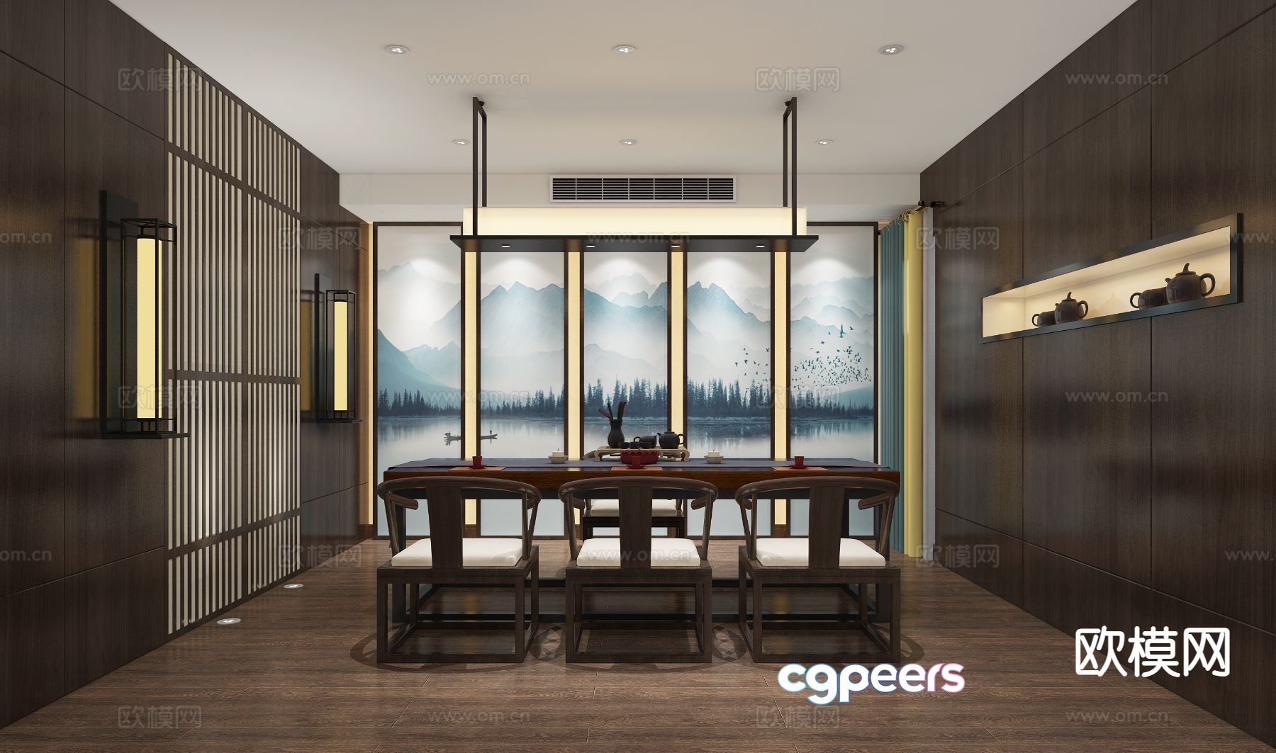 New Chinese tea room 3d model New Chinese tea room 3d model