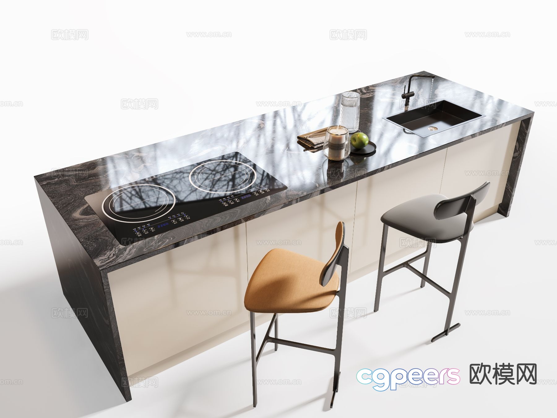 Modern bar counter island table island cabinet 3D model Modern bar counter island table island cabinet 3D model