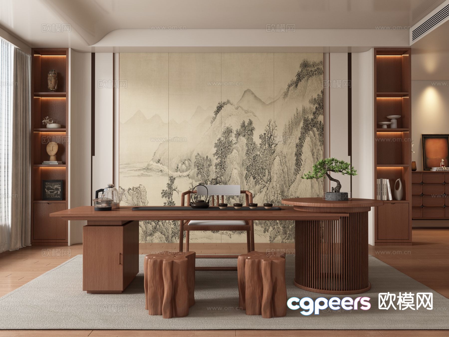 New Chinese style tea room tea tasting area 3D model New Chinese style tea room tea tasting area 3D model