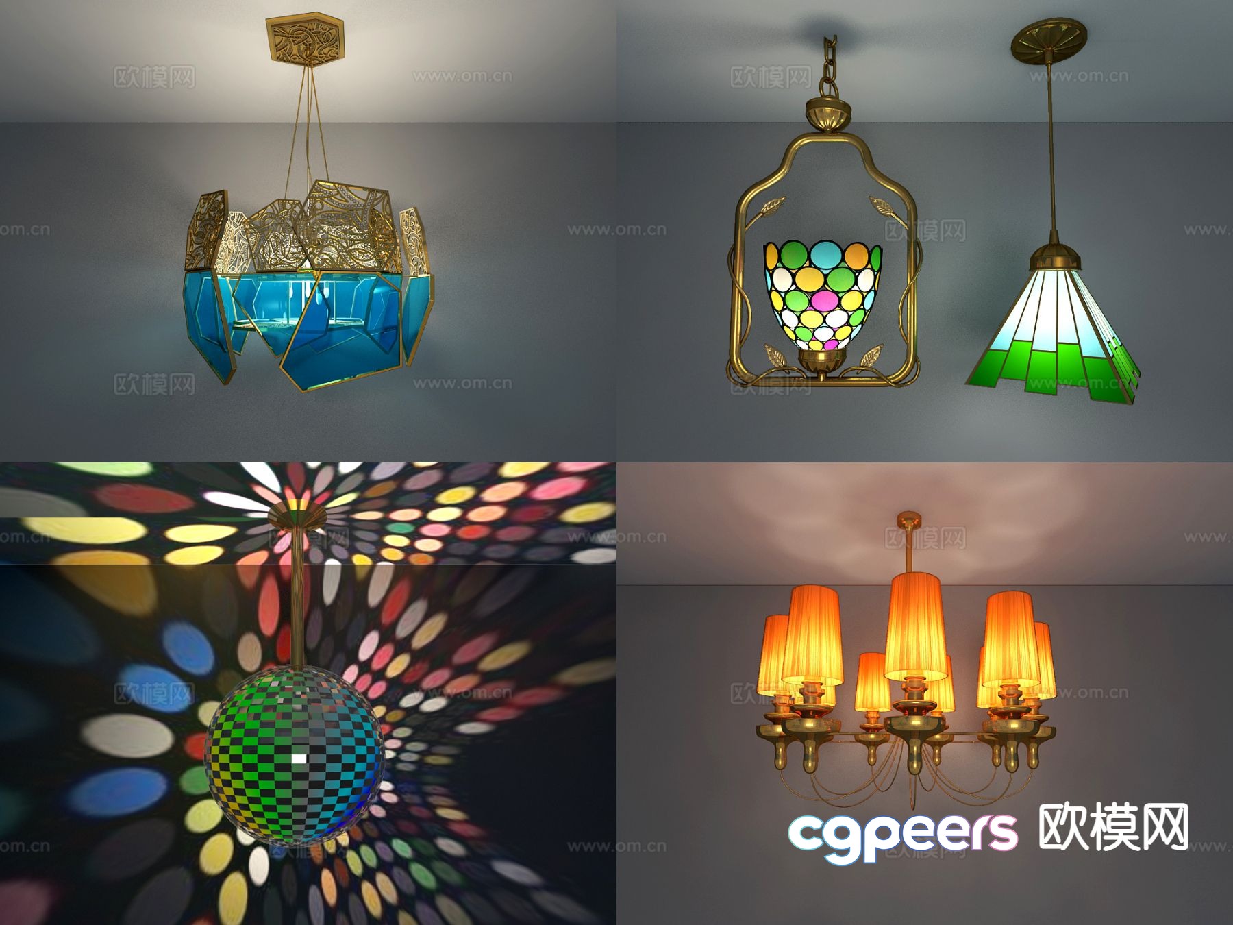 Modern ktv color chandelier ball light 3d model Modern ktv color chandelier ball light 3d model