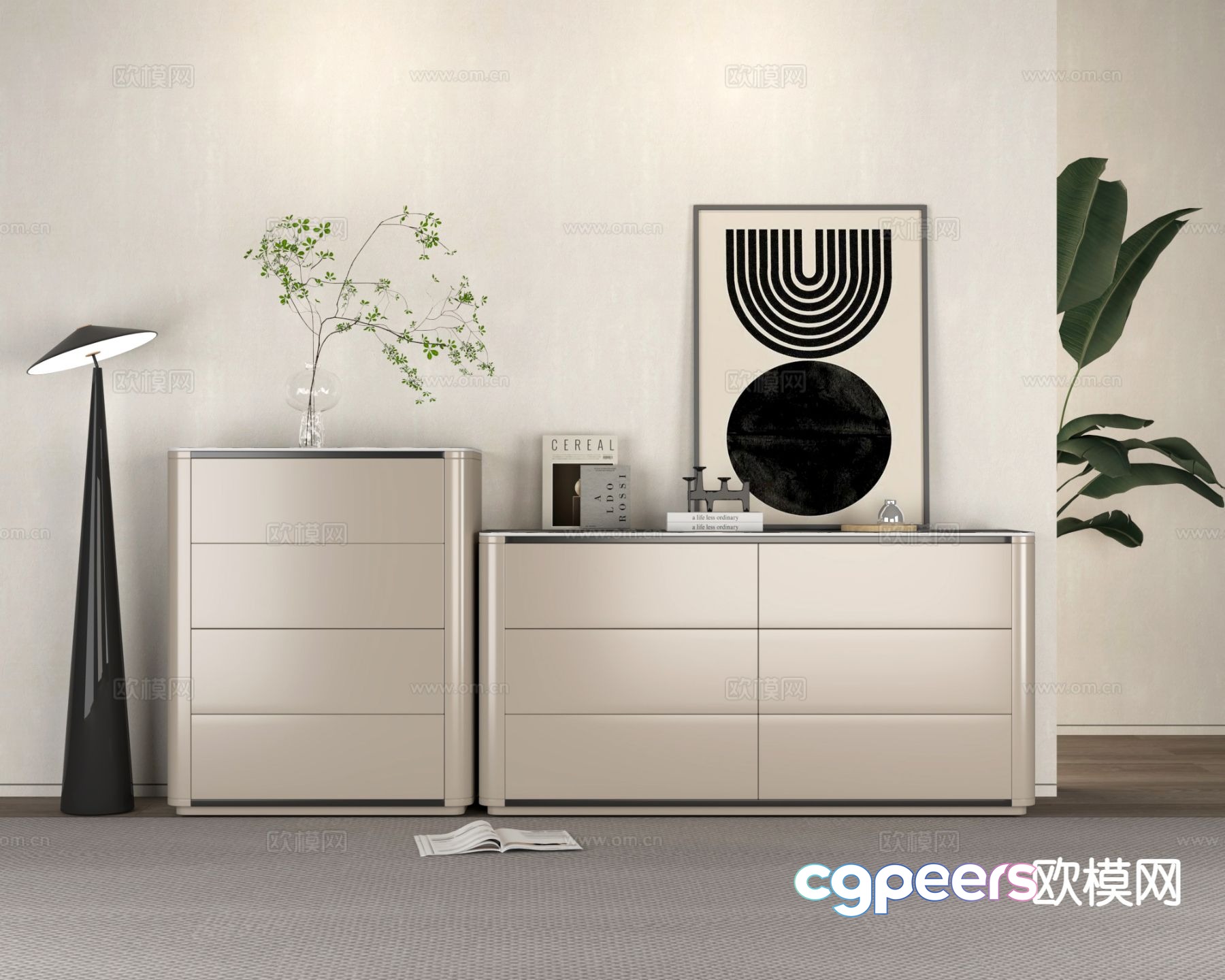 Modern side cabinet chest 3d model Modern side cabinet chest 3d model