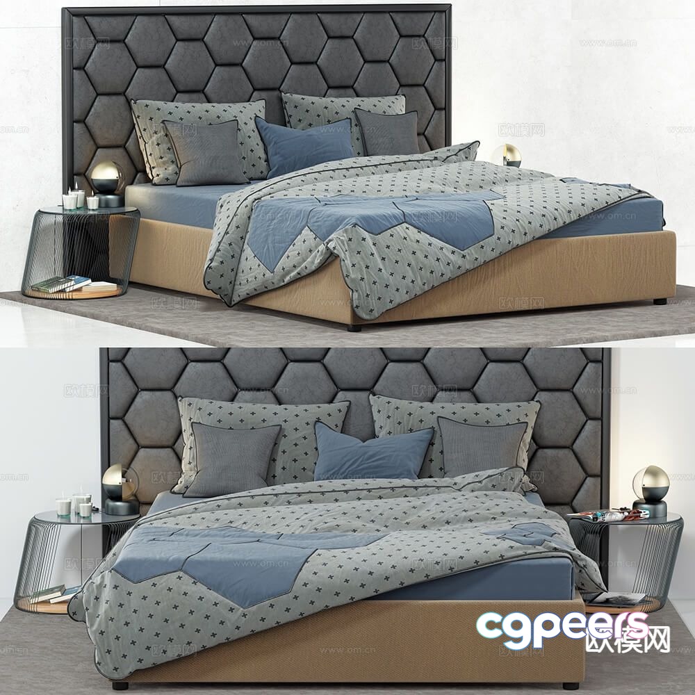 Modern double bed 3d model Modern double bed 3d model