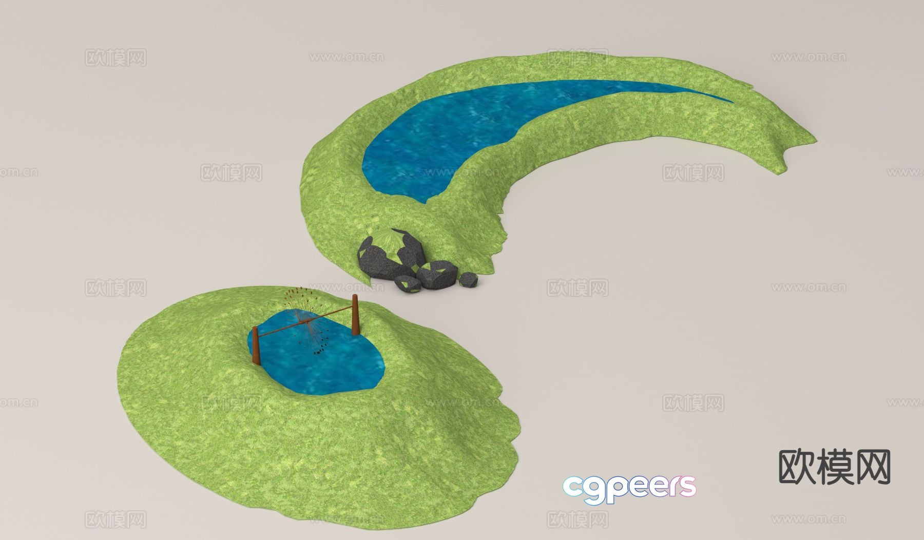 Park green space landscape micro terrain 3d model Park green space landscape micro terrain 3d model
