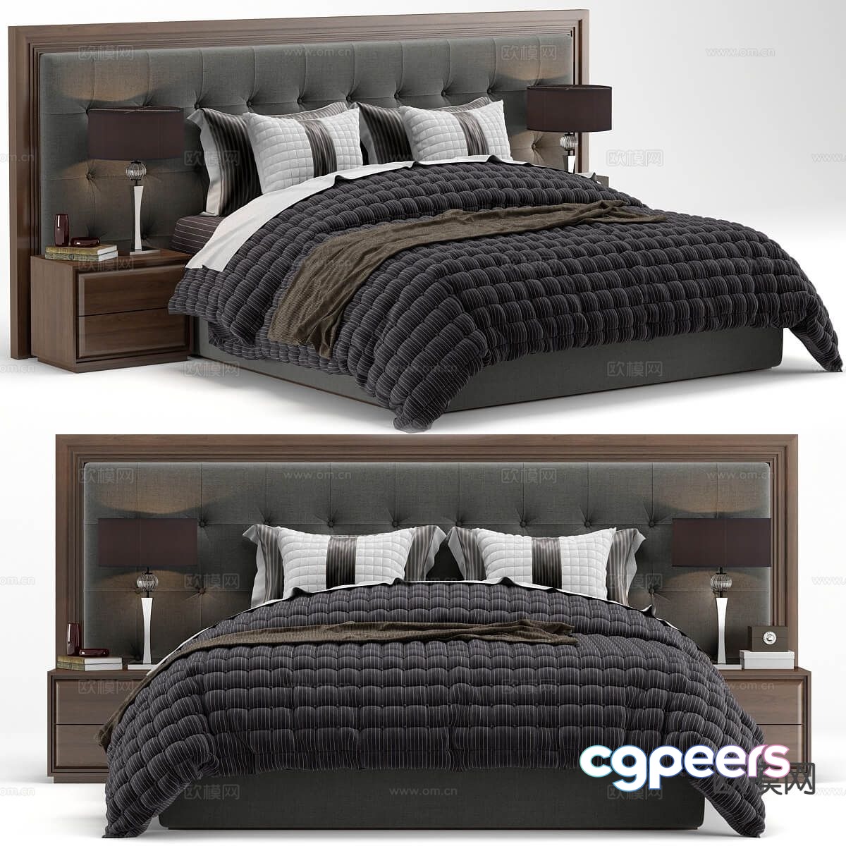 Simple European double bed 3d model Simple European double bed 3d model