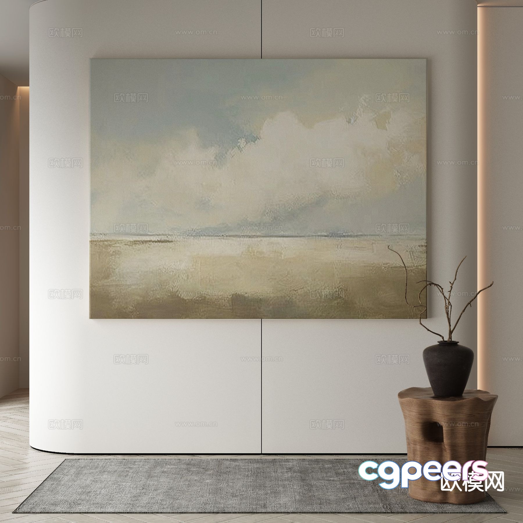 Modern decorative painting landscape oil painting 3d model Modern decorative painting landscape oil painting 3d model
