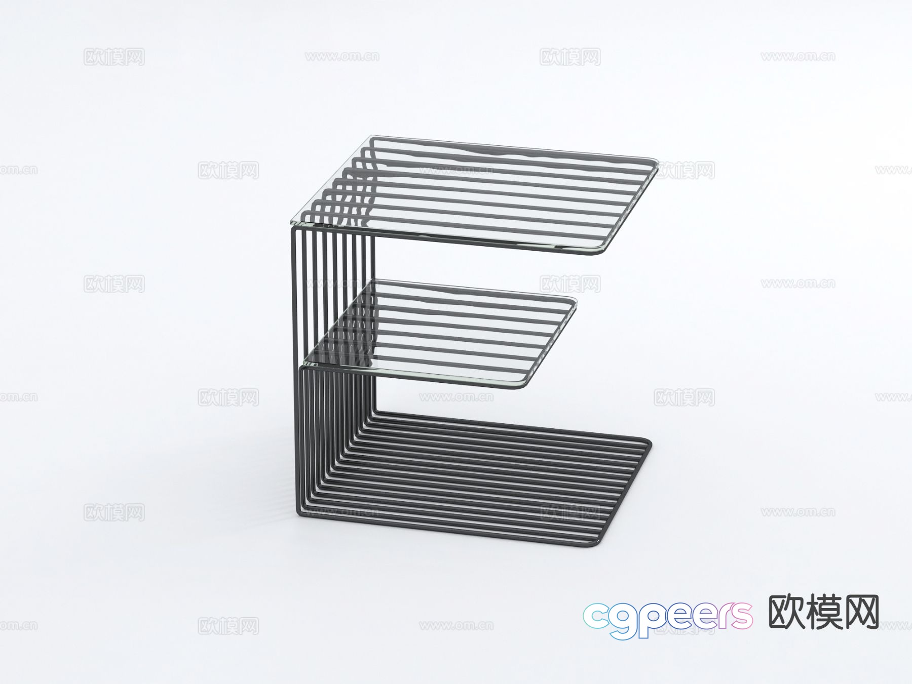 Modern iron frame bedside table 3d model Modern iron frame bedside table 3d model
