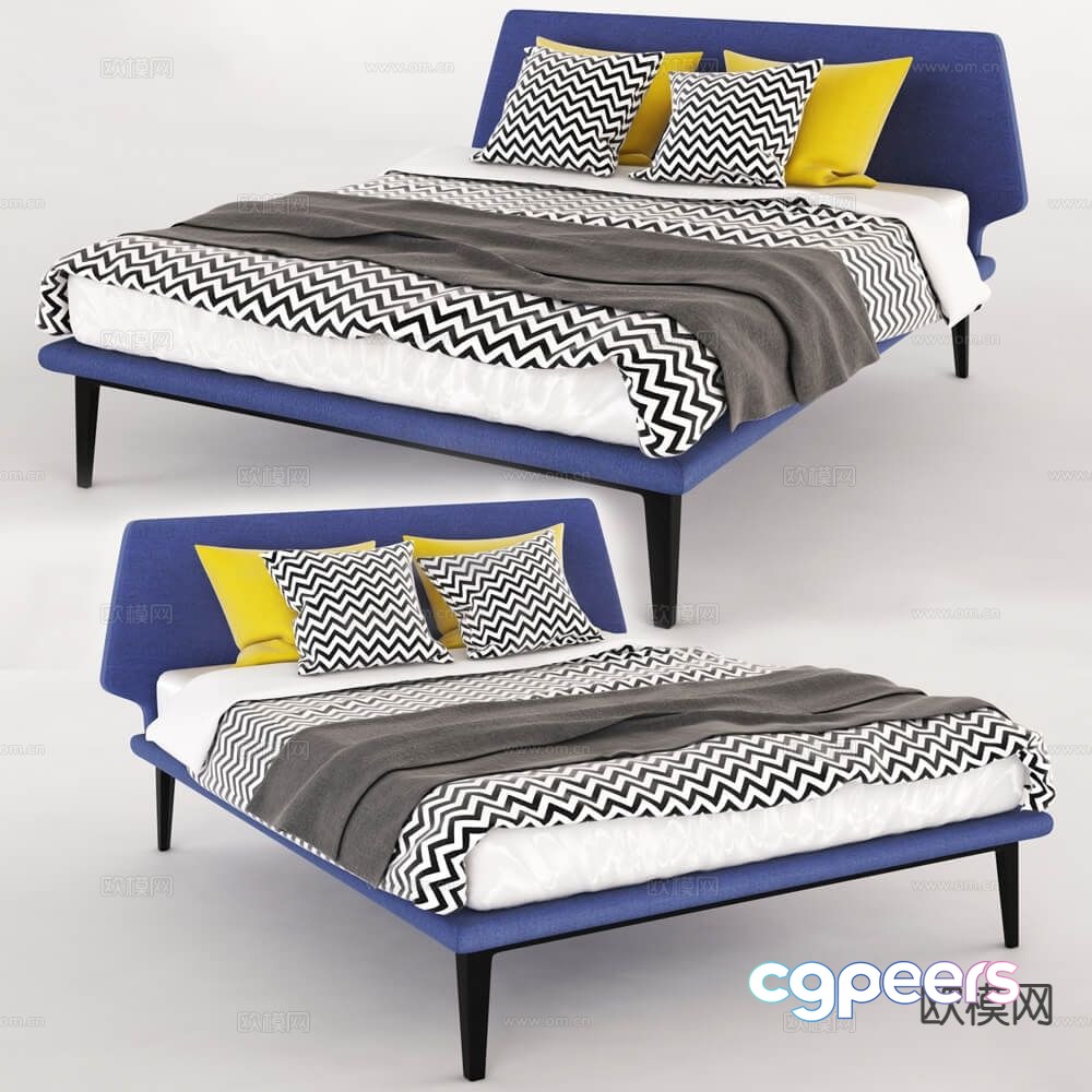 Modern double bed 3d model Modern double bed 3d model